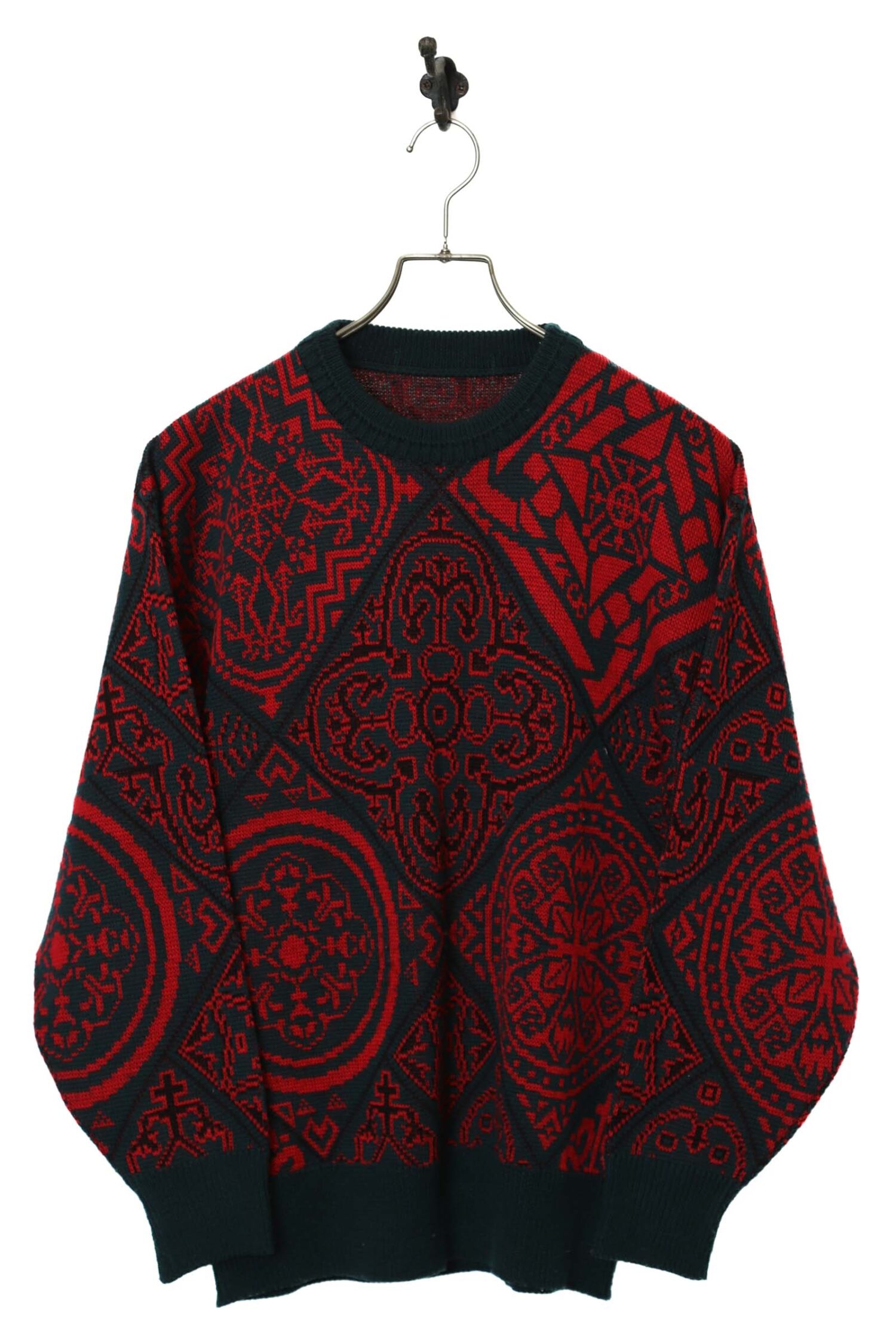 VINTAGE PATTERN KNITED SWEATER/L