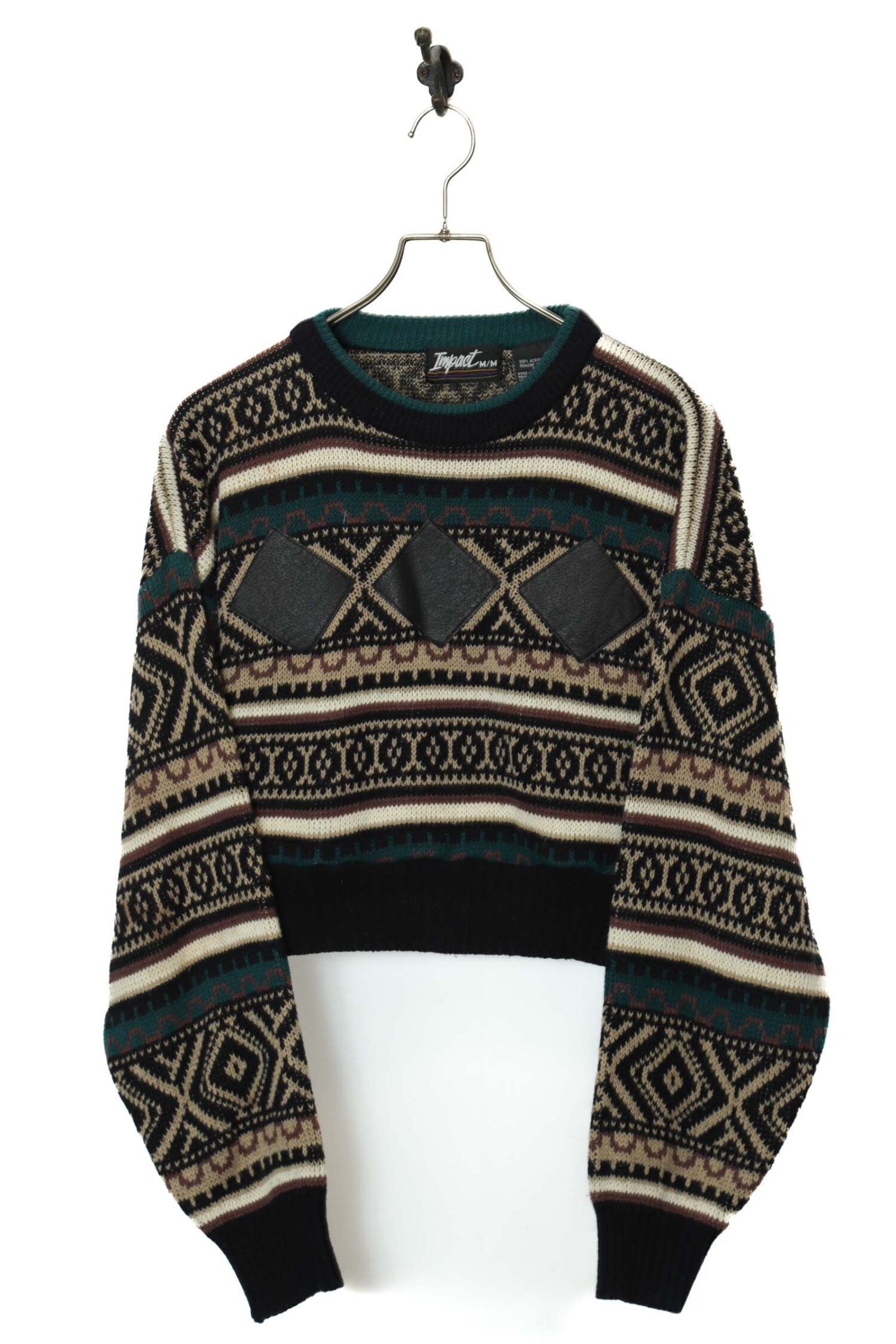 VINTAGE PATTERN KNITED SHORT SWEATER/L