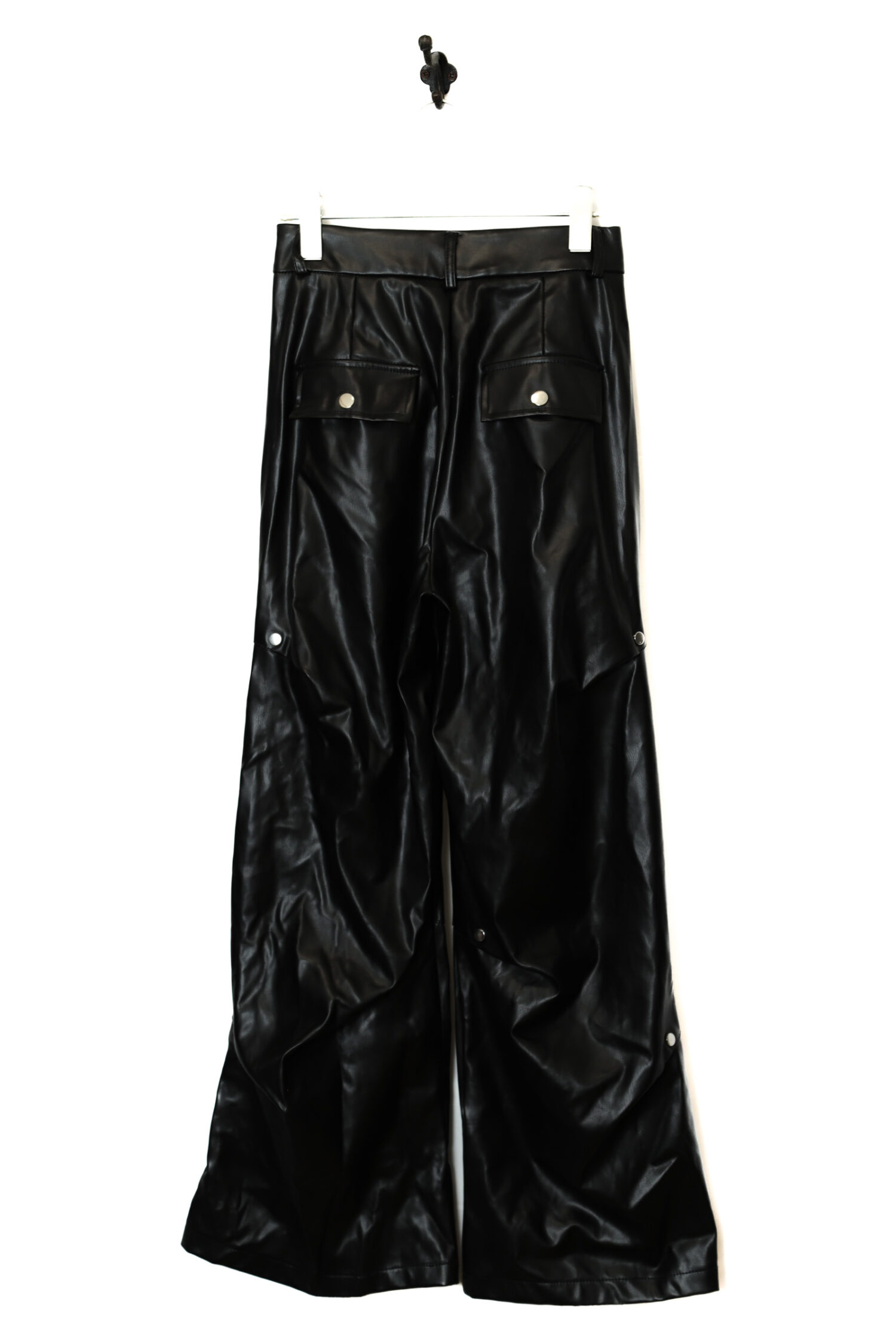 ★美品★ヴィンテージ　レザーフレアパンツ　牛革　ビックサイズ　L L seyto（セイト）の「Vintage like fake leather flare pants