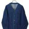 VINTAGE NO COLLAR DENIM JACKET/XL