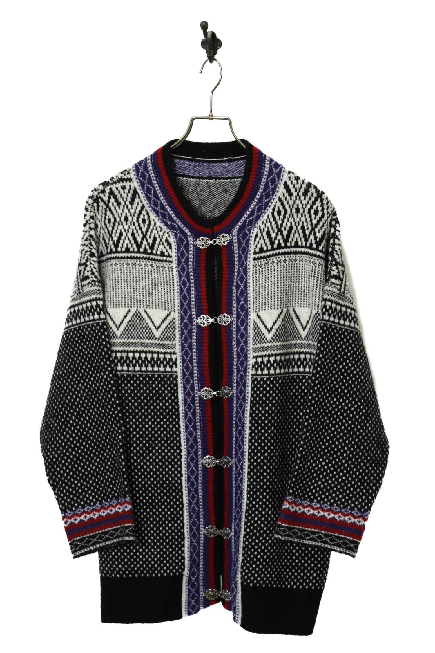 VINTAGE PATTERN KNITED CARDIGAN/XL