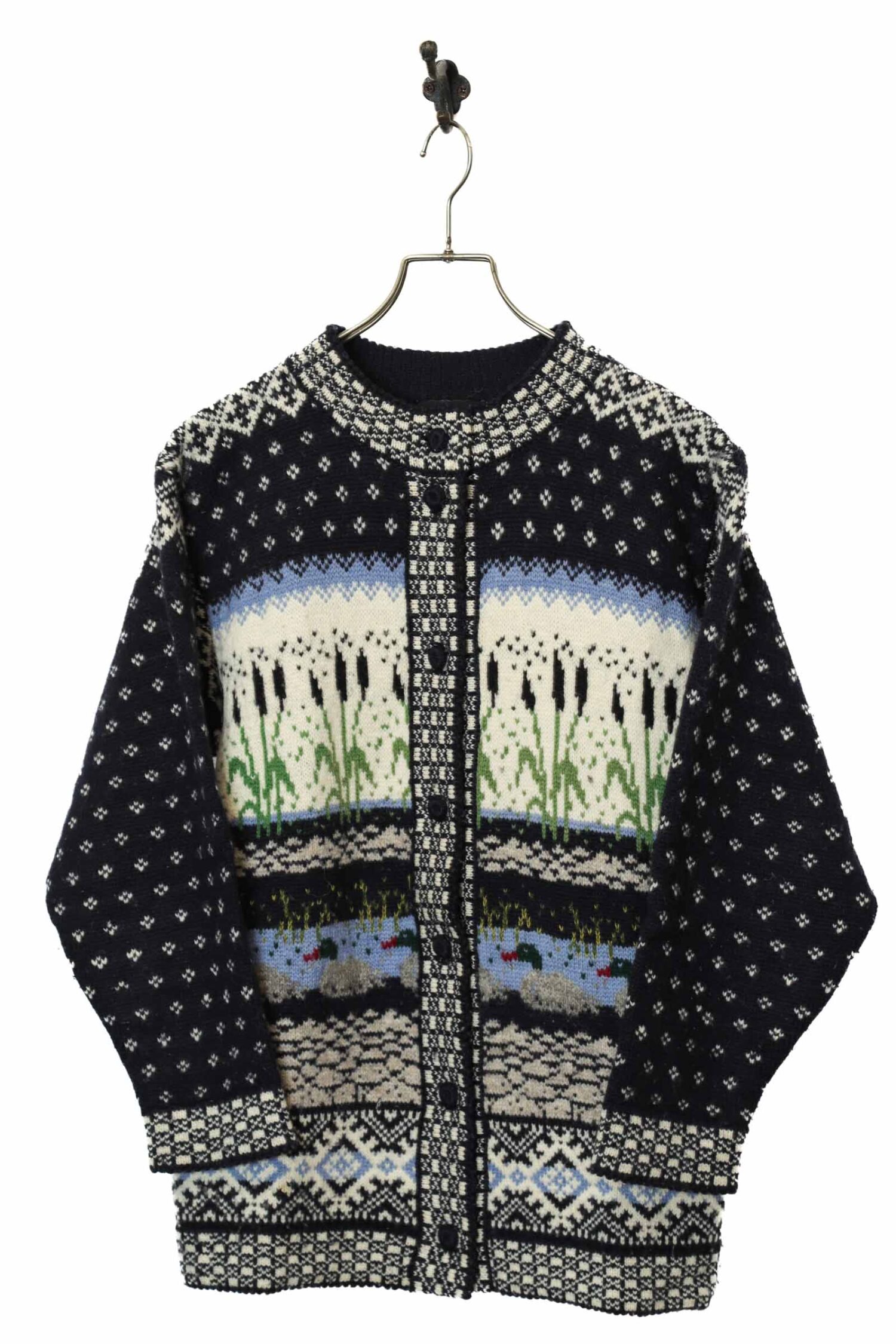 VINTAGE PATTERN KNITED CARDIGAN/M