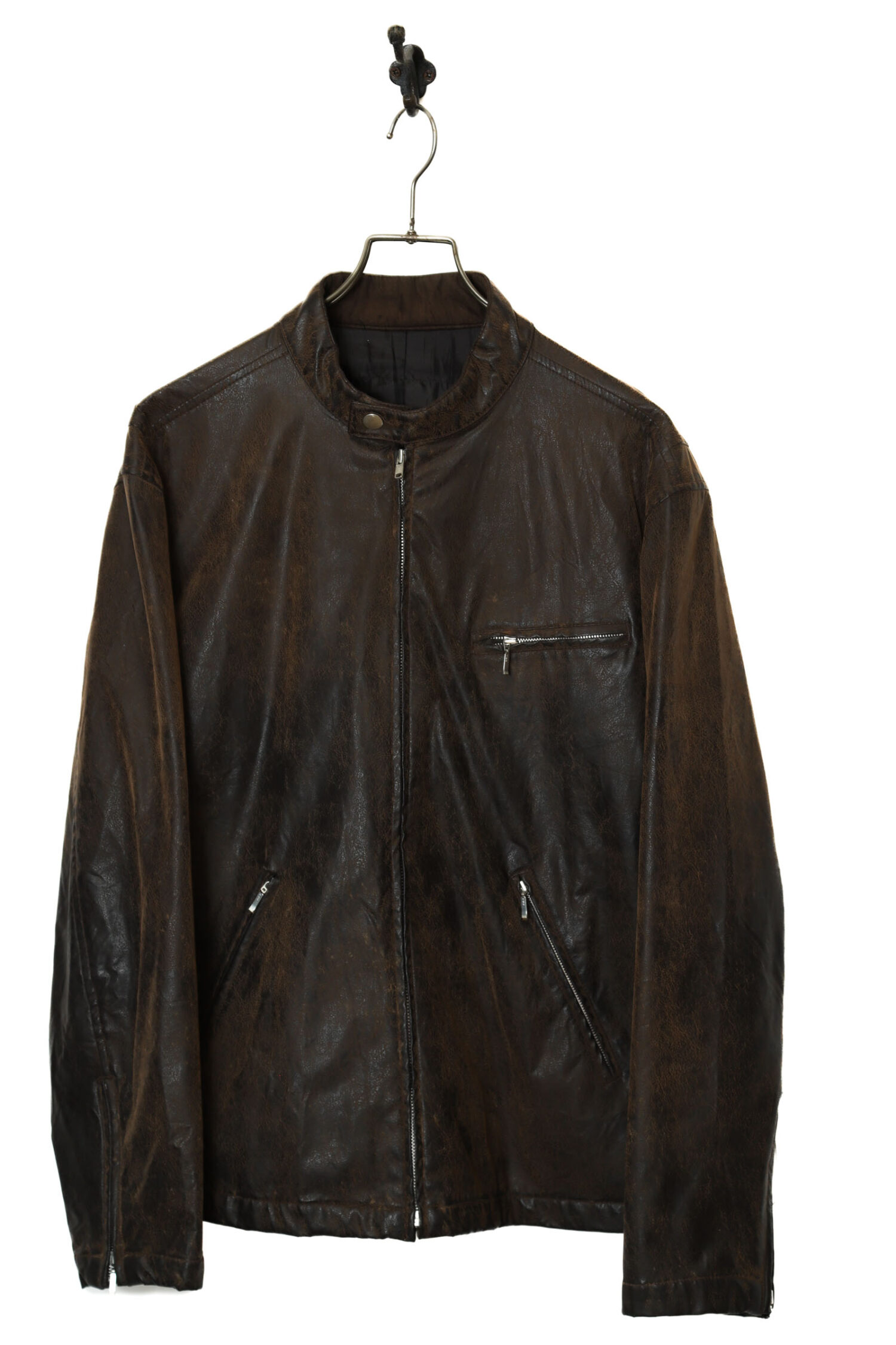VINTAGE FAKE LEATHER SINGLE RIDERS JACKET/L