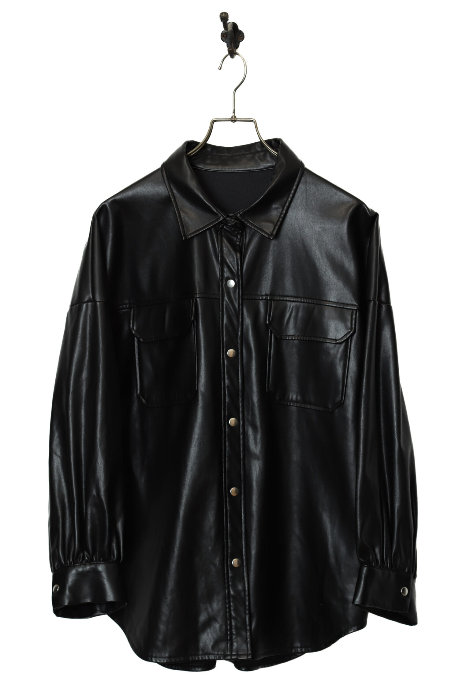 VINTAGE FAKE LEATHER CPO JACKET/L