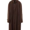 VINTAGE STAND COLLAR LONG COAT/BROWN/XL