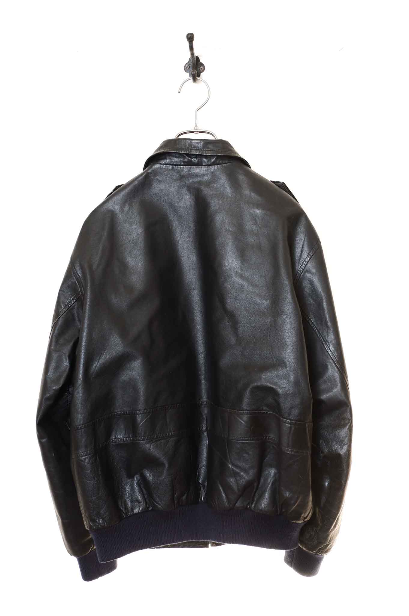 カラーブラックvintage lether design bomber jacket  L