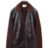 VINTAGE DESIGN KNIT LEATHER SHIRT JACKET/M