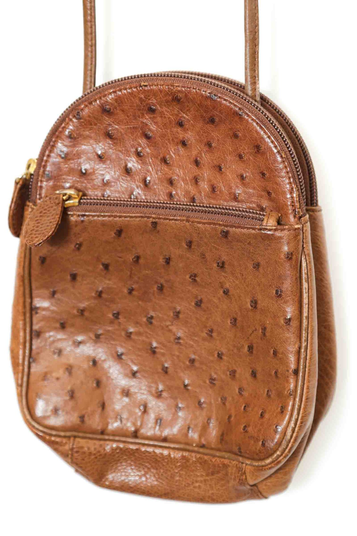 VINTAGE OSRICH LEATHER SHOLDER BAG