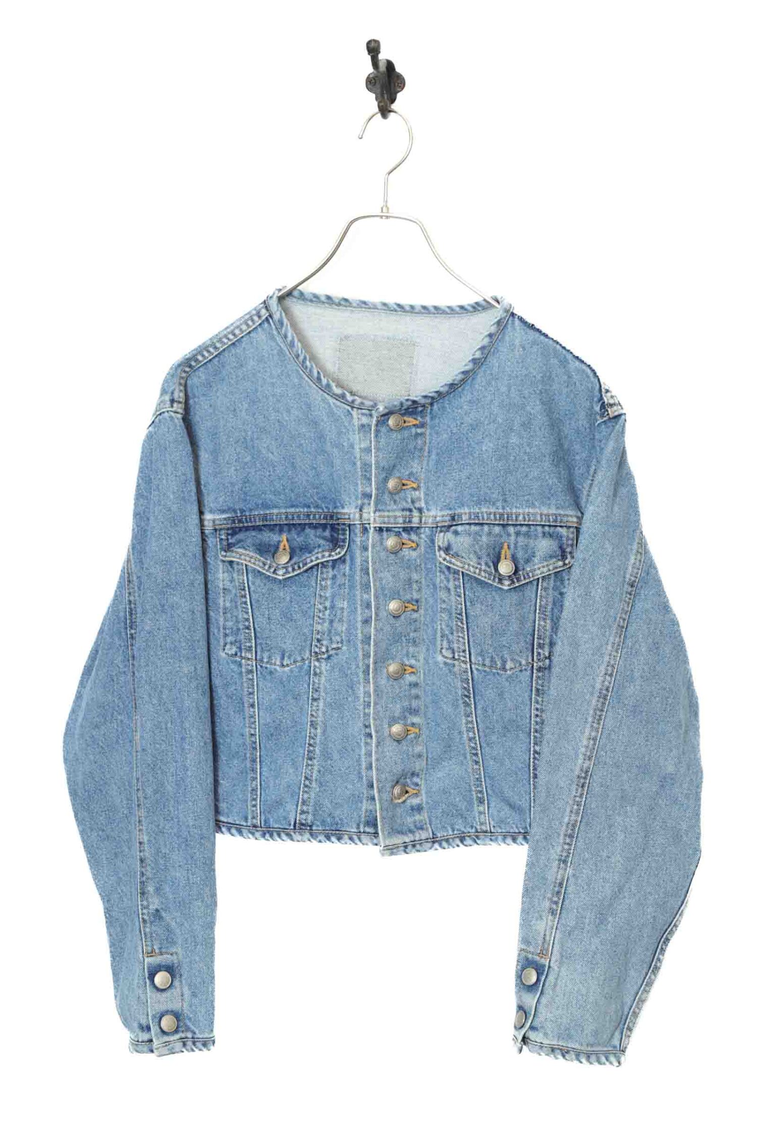 VINTAGE COLLARLESS DENIM JACKET/M