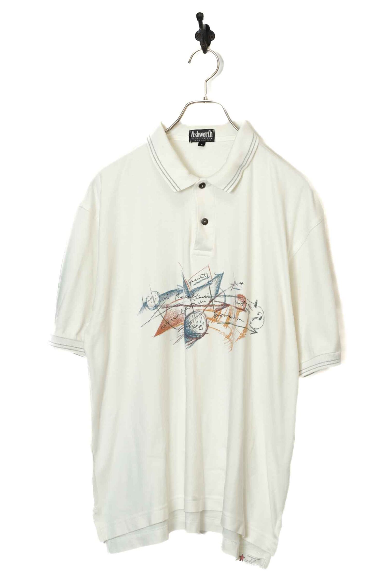 USED PRINTED POLO SHIRT/MADE IN USA/L