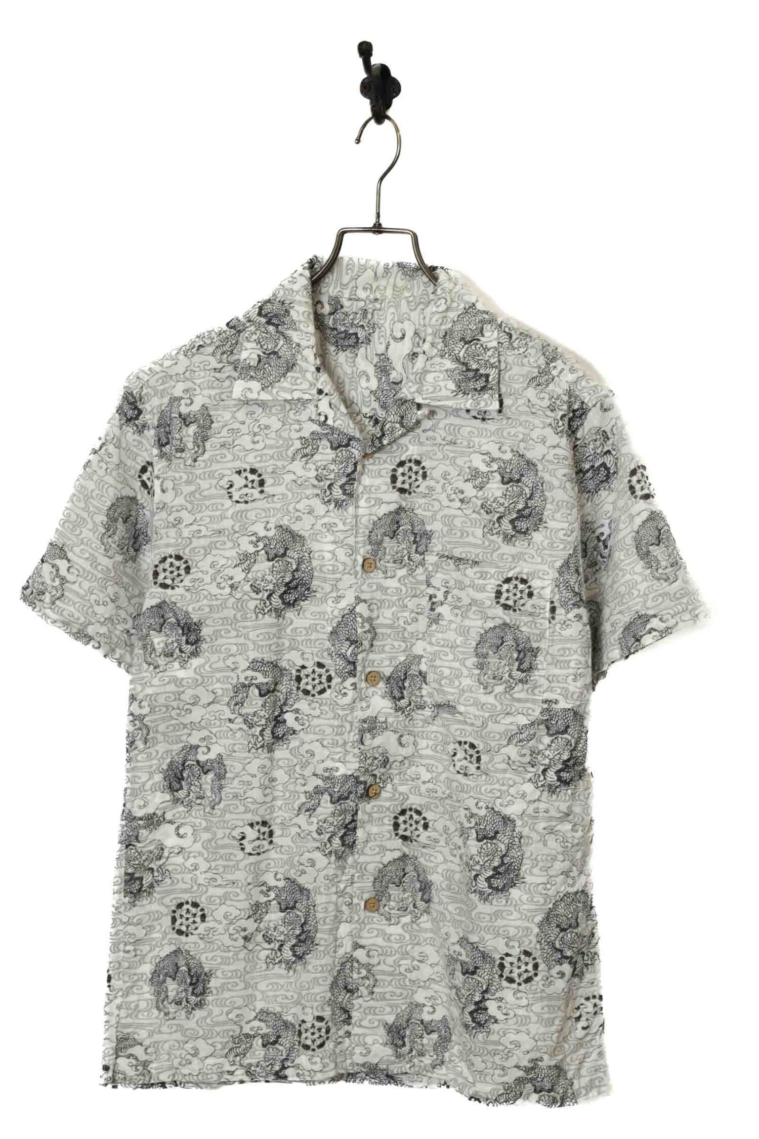 VINTAGE PRINTED OPEN COLLAR SHIRT/S