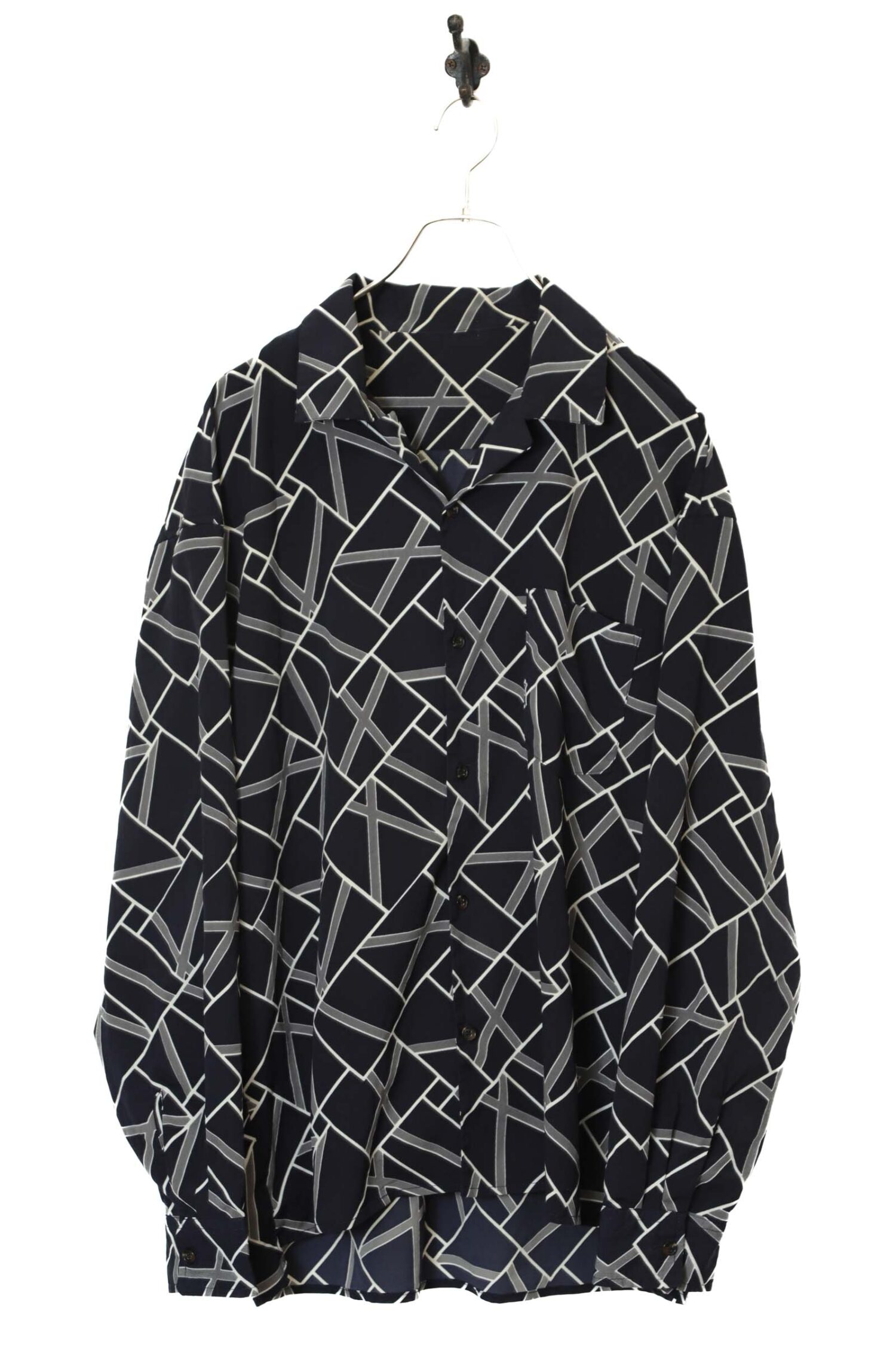 VINTAGE OPEN COLLAR PRINTED SHIRT/XL