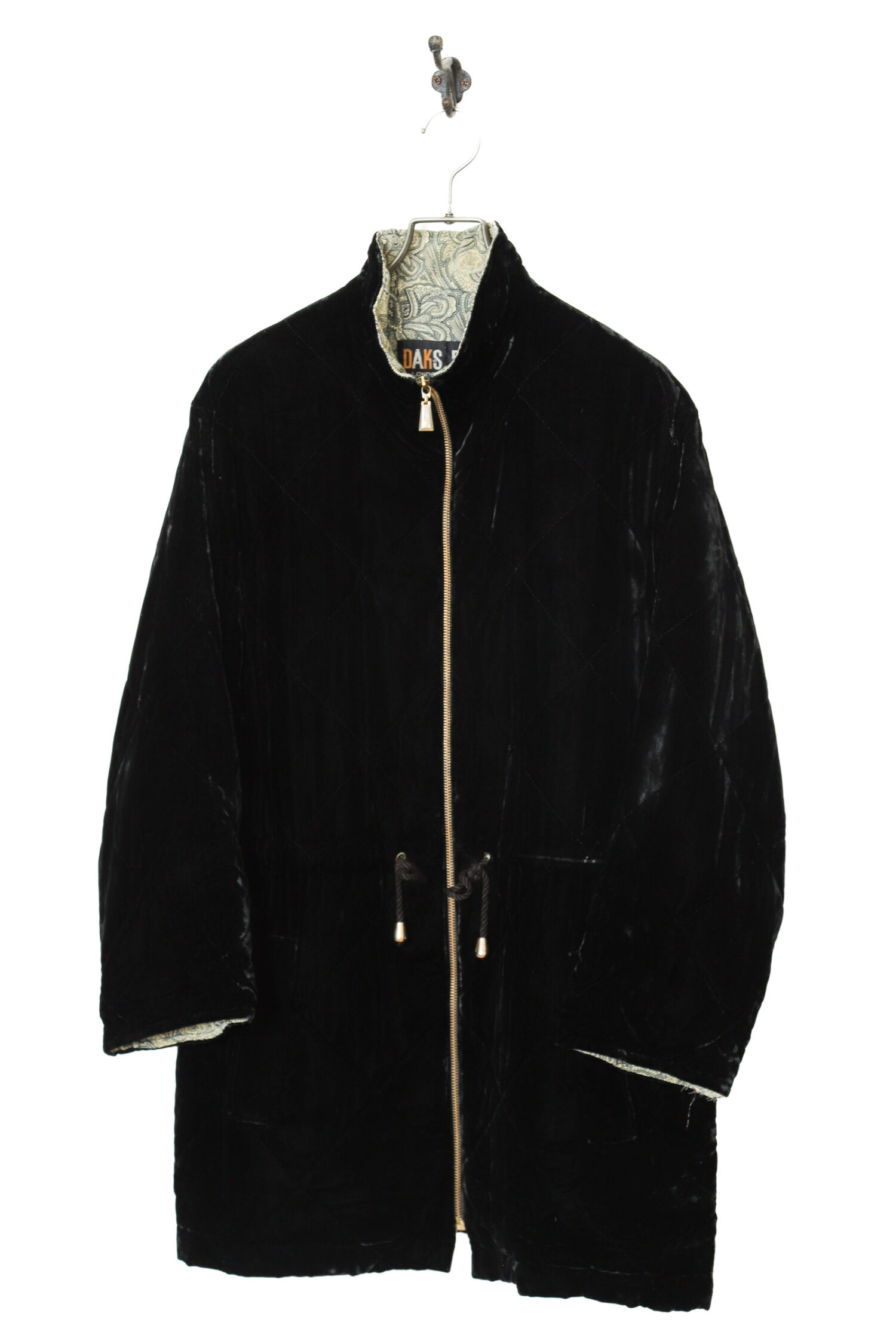 USED DAKS VELVET STAND COLLAR COAT/XL