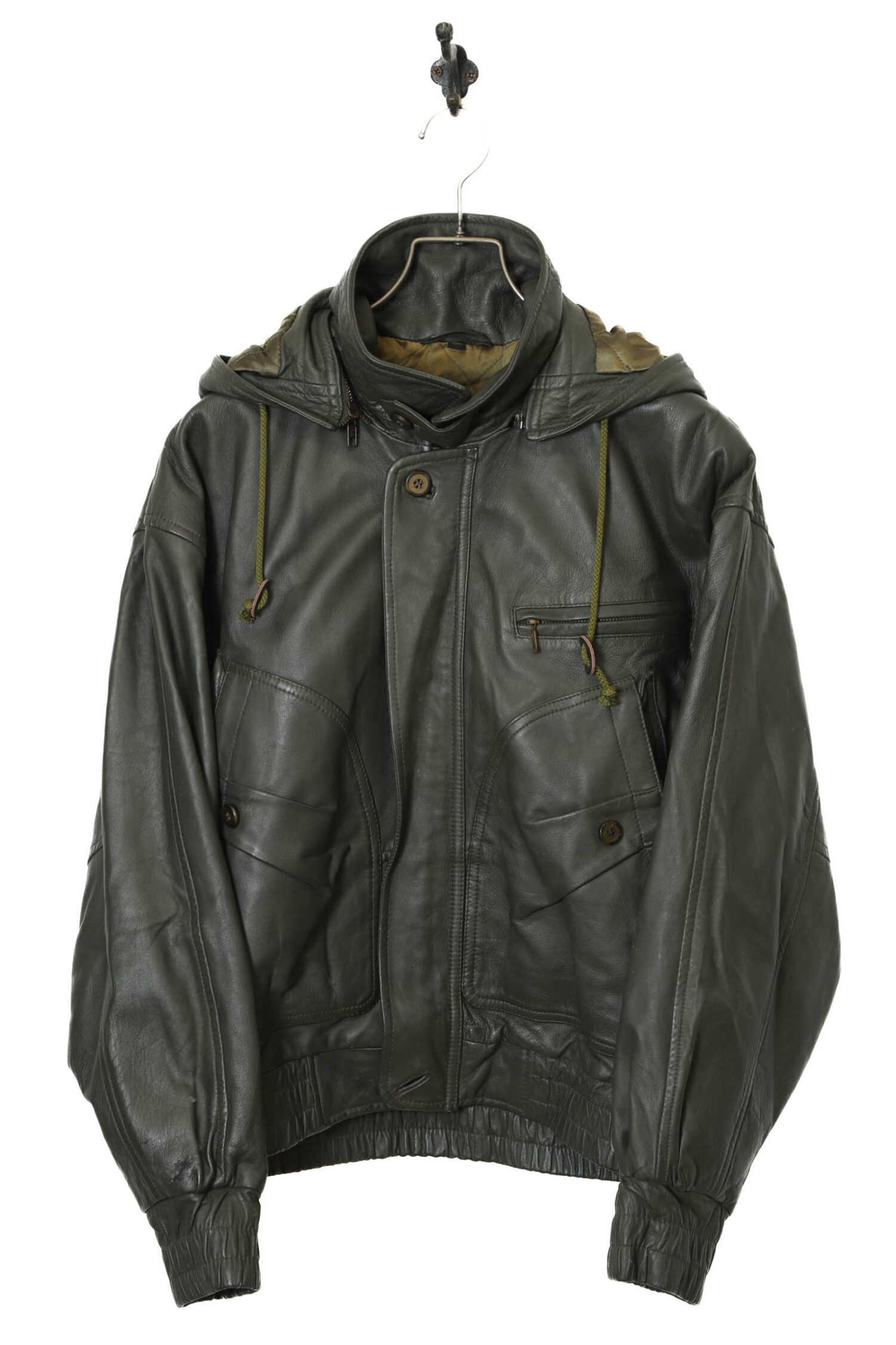 USED STAND COLLAR LEATHER JACKET/L