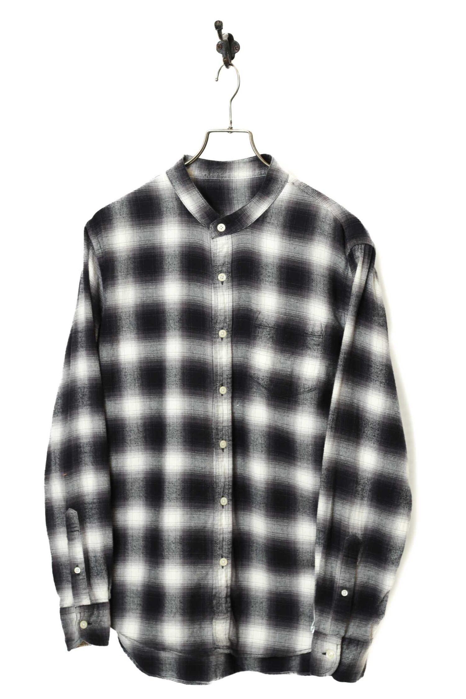 VINTAGE COLLARLESS CHECK SHIRT/M