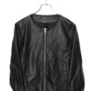 VINTAGE COLLARLESS FAKE LEATHER JACKET/M