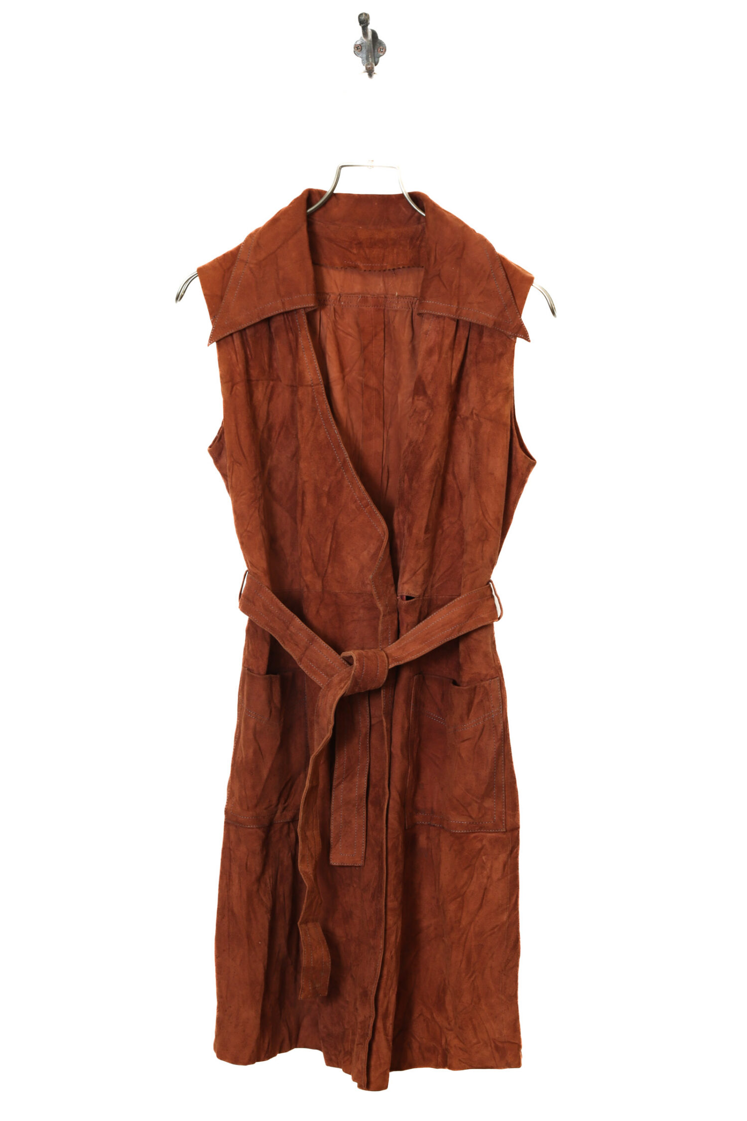 VINTAGE SLEEVE LESS SUEDE COAT/M
