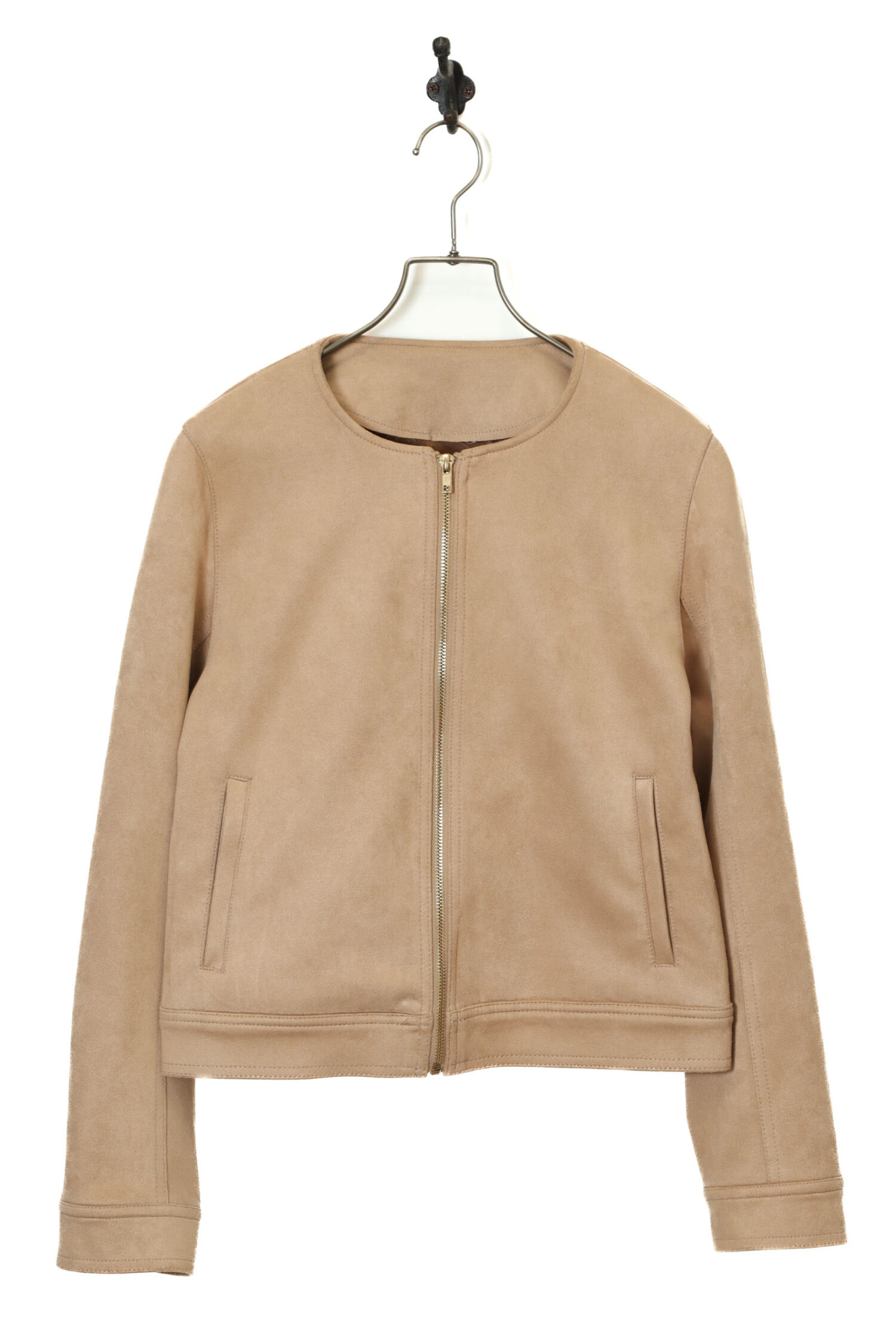 VINTAGE COLLARLESS FAKE SUEDE JACKET/M