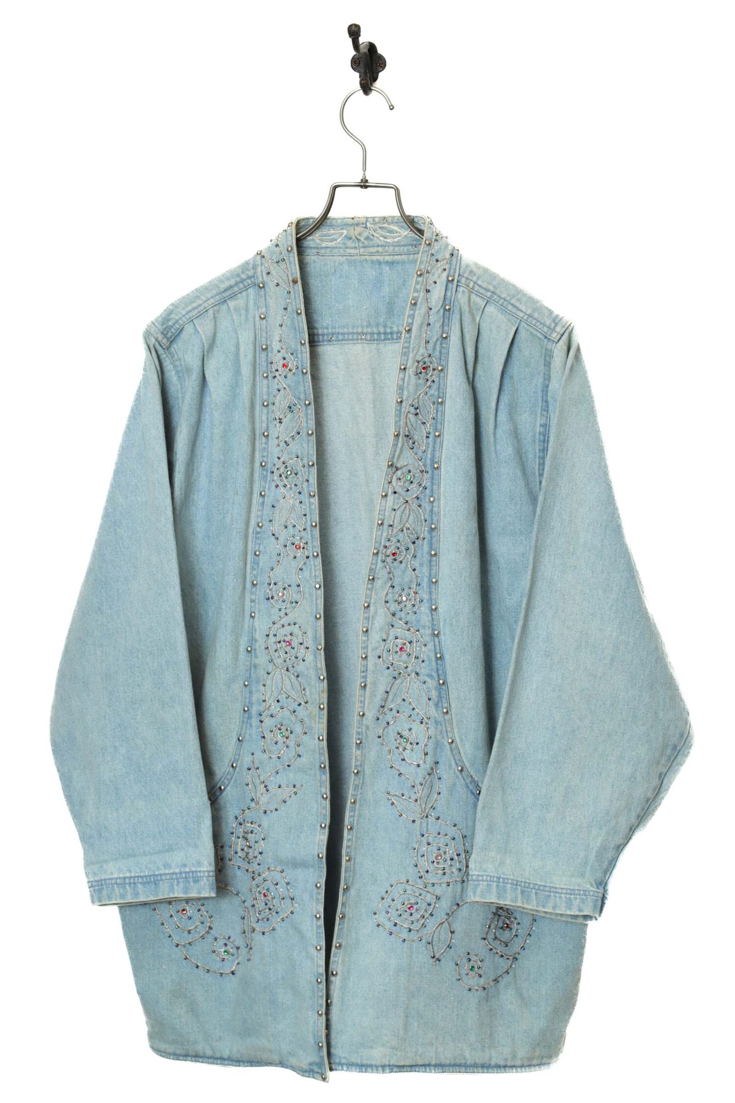VINTAGE DENIM NO COLLAR JACKET/L