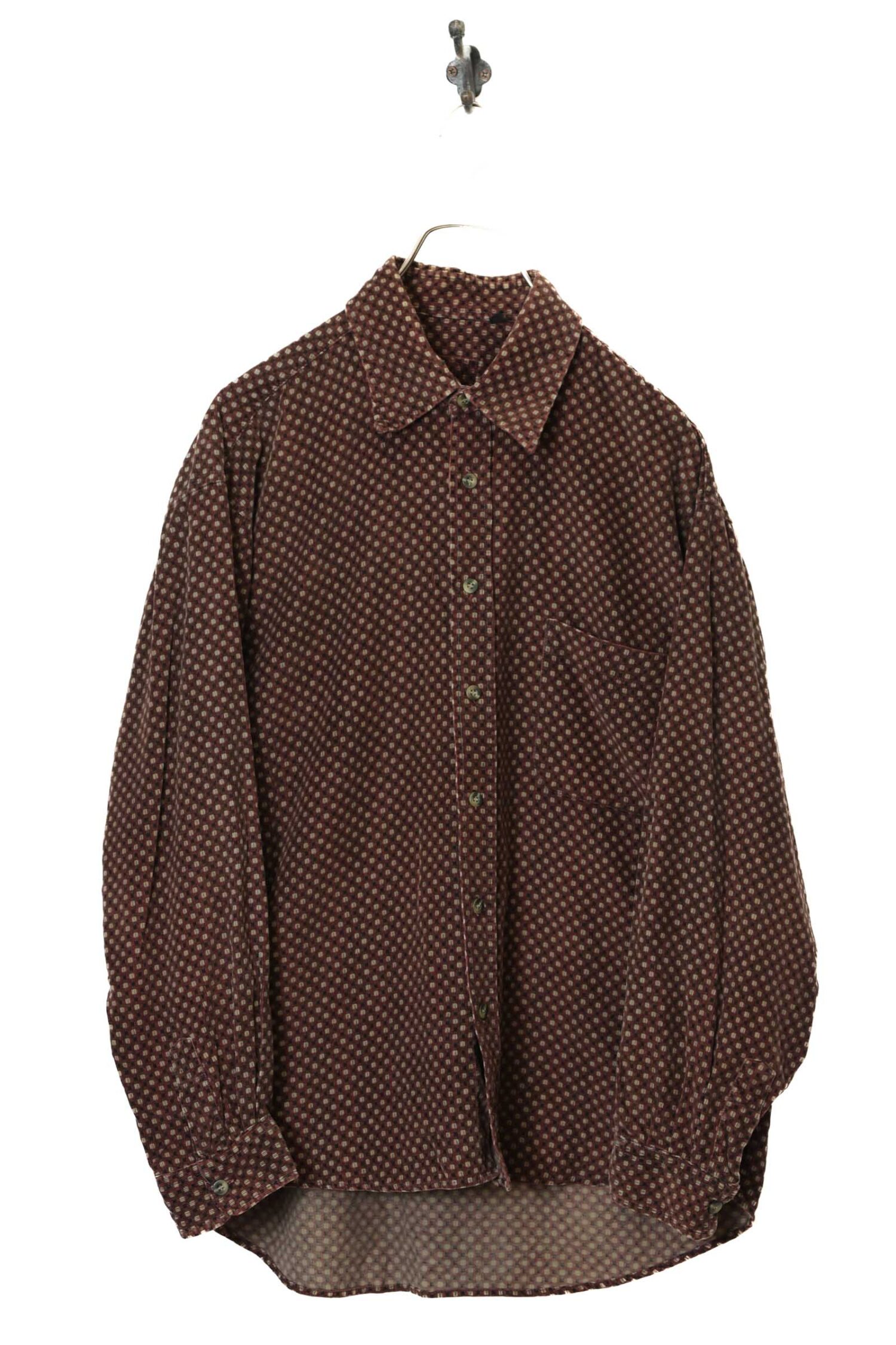 VINTAGE PRINTED CORDUROY SHIRT/L