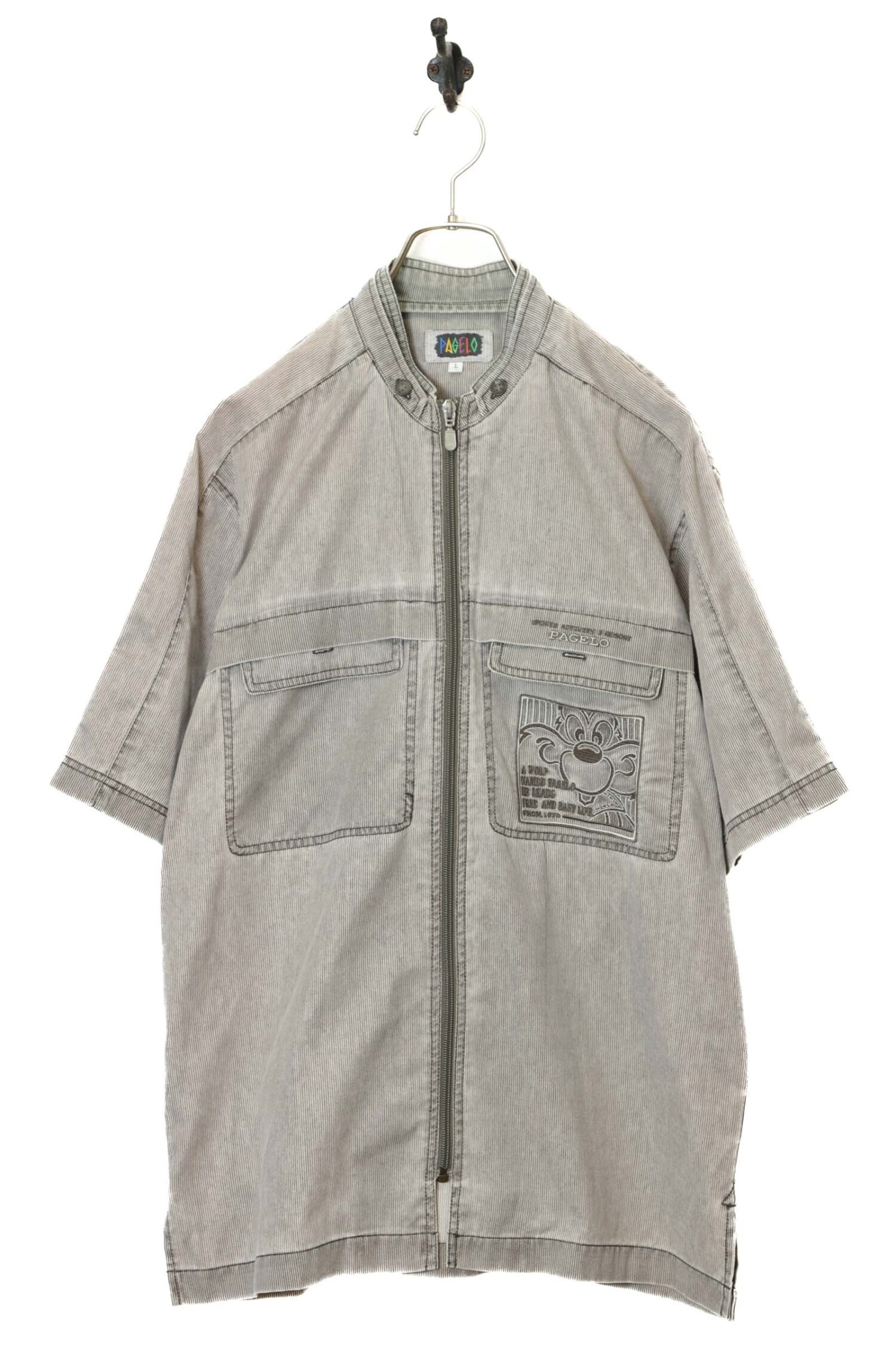 USED PAGELO ZIP-UP COLLARLESS SHIRT/L