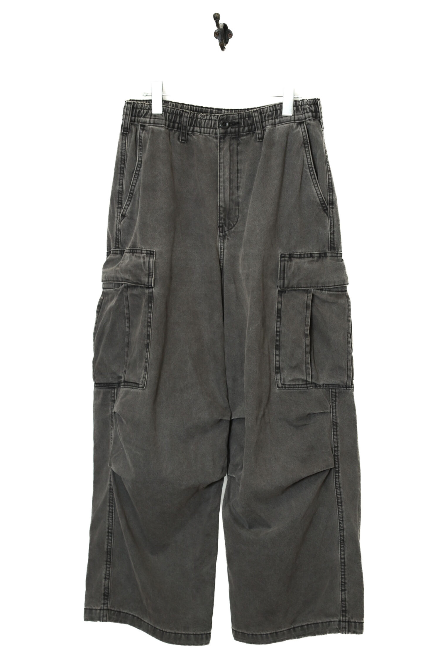VINTAGE BLACK DENIM CARGO PANTS/W70-80