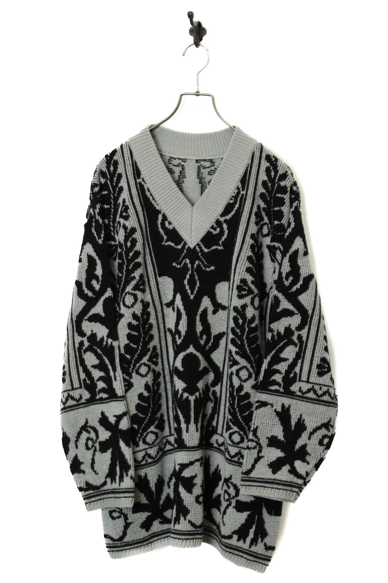 VINTAGE JACQUARD PATTERN KNITED SWEATER/XL