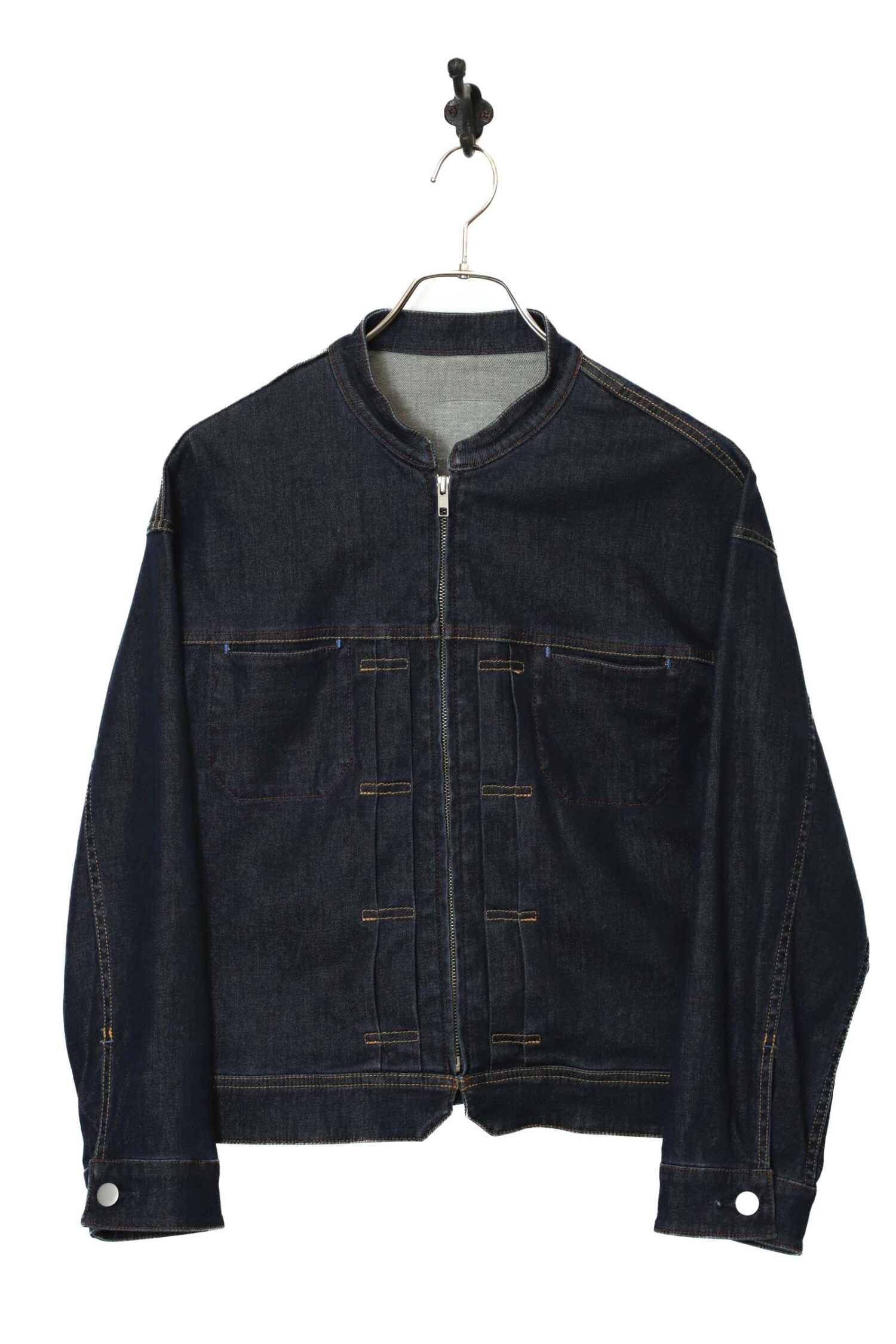 VINTAGE COLLARLESS DENIM JACKET/M