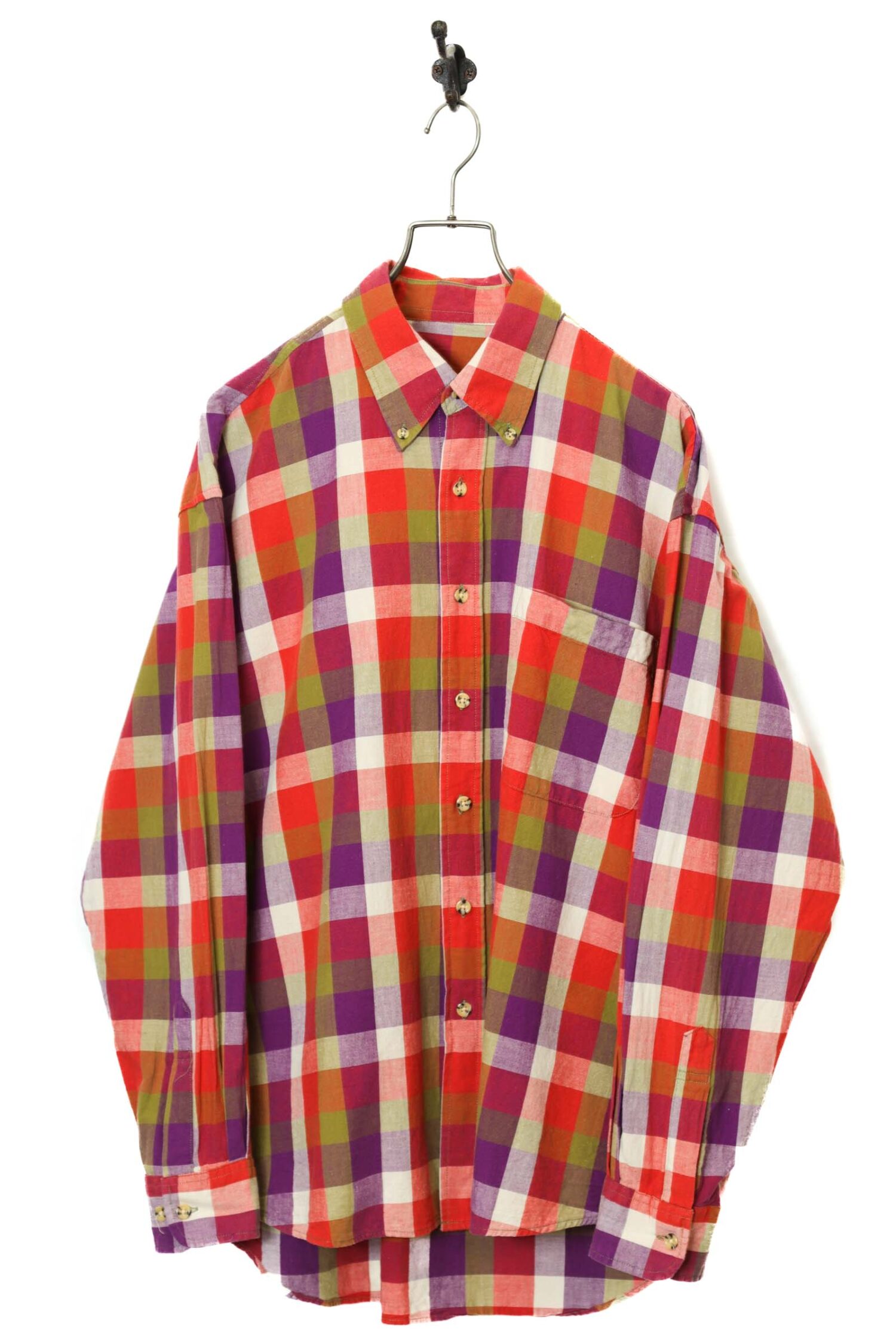 VINTAGE CHECK PATTERN SHIRT/XL