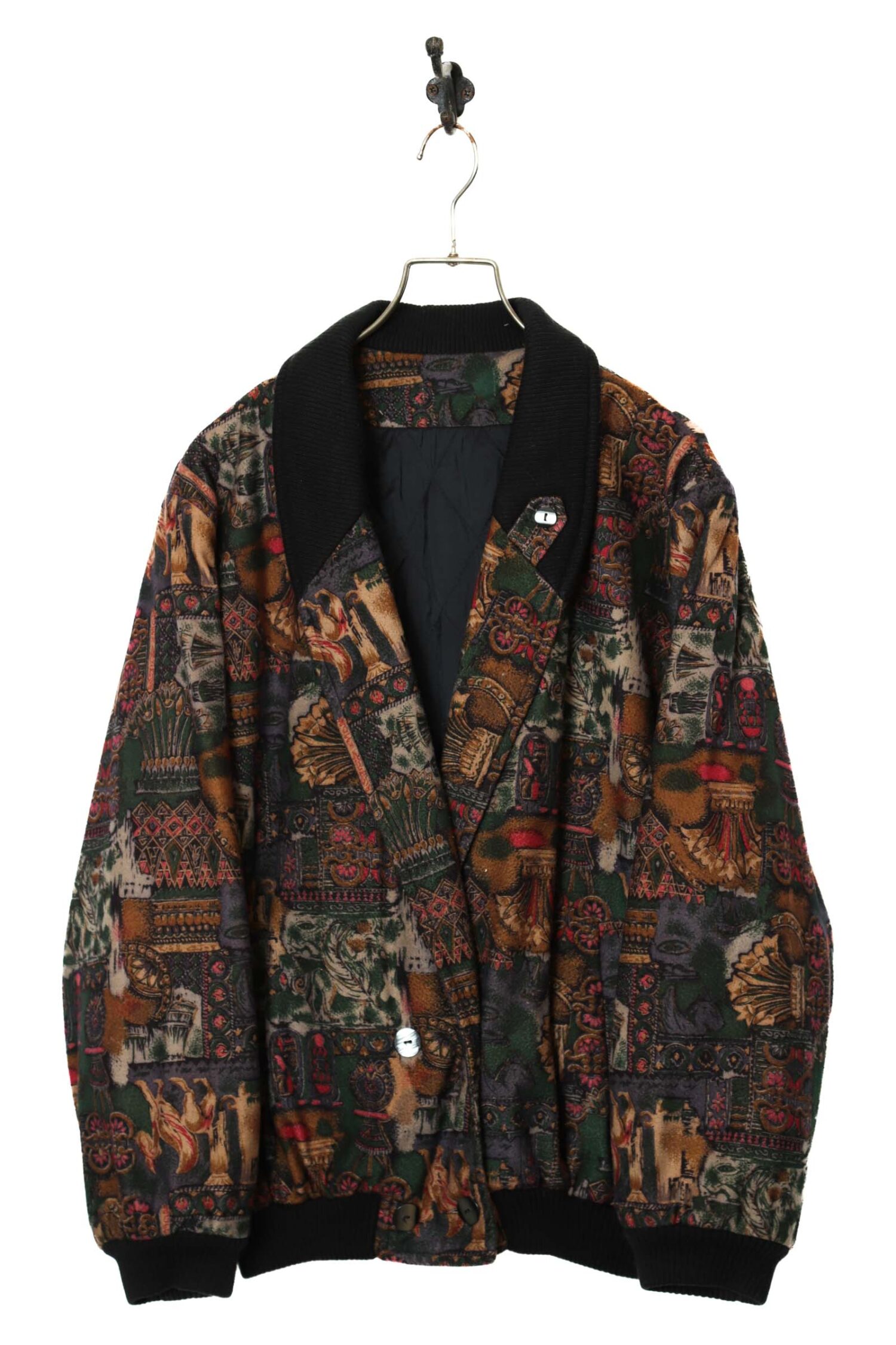 VINTAGE PRINTED BOMBER JACKET/XL
