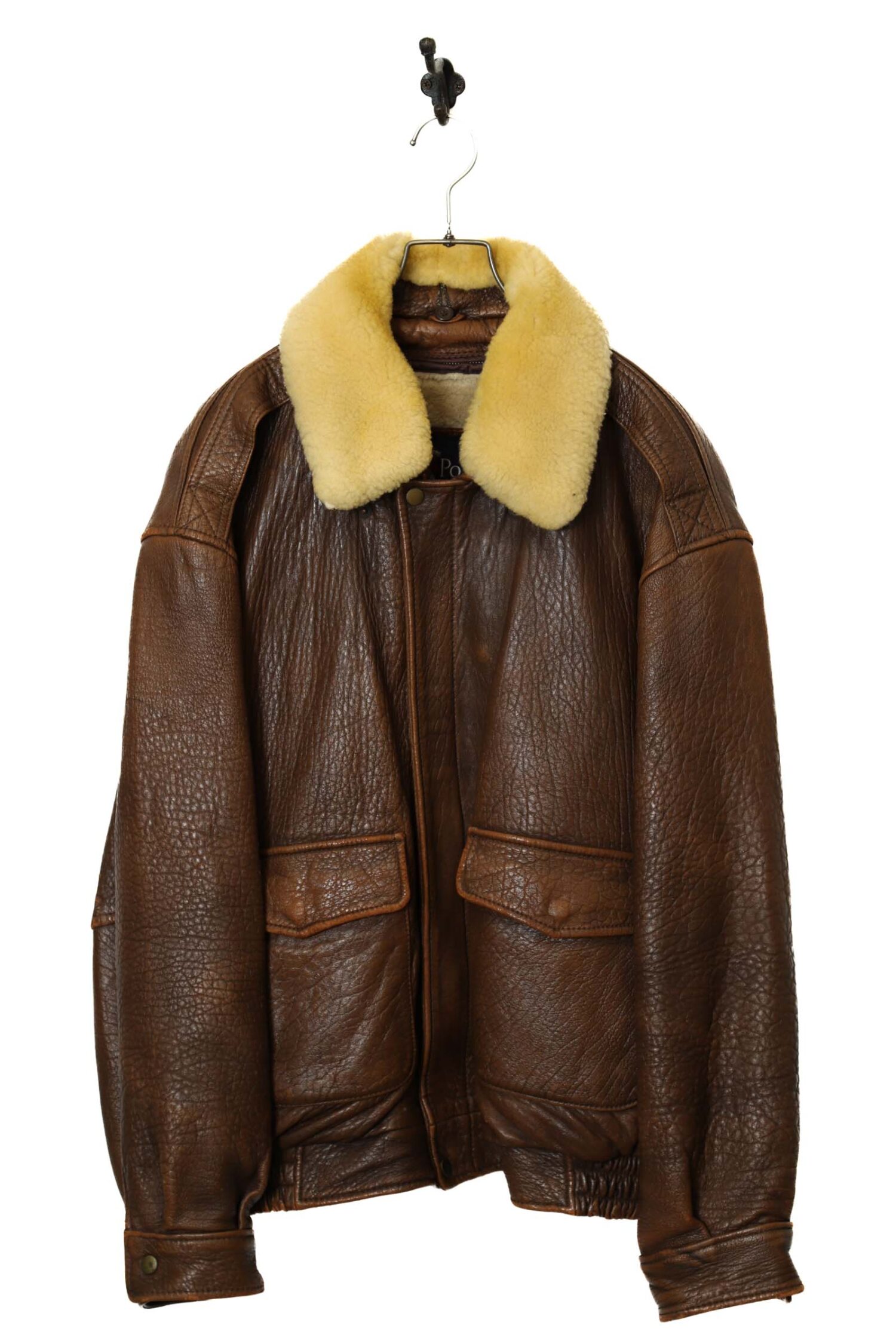 90'S LEATHER BOMBER JACKET/POLO CLUB/XL