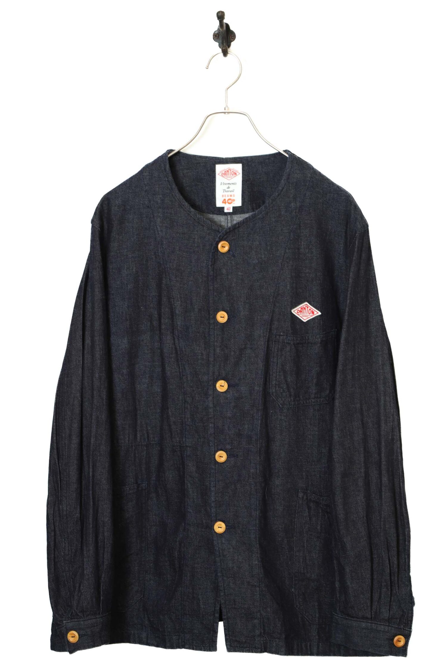 USED DANTON COLLARLESS DENIM JACKET/L