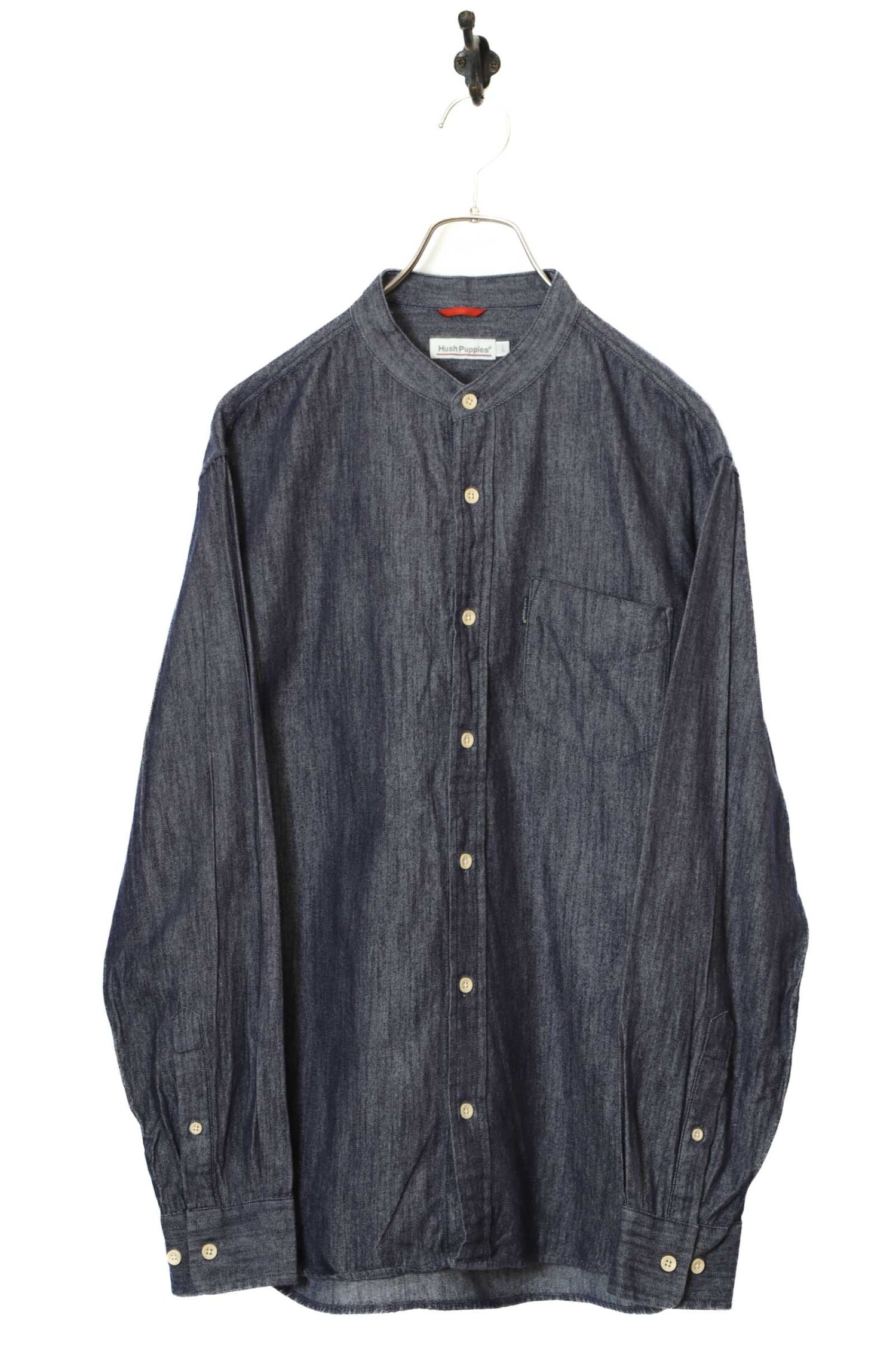 USED COLLARLESS DENIM SHIRT/L