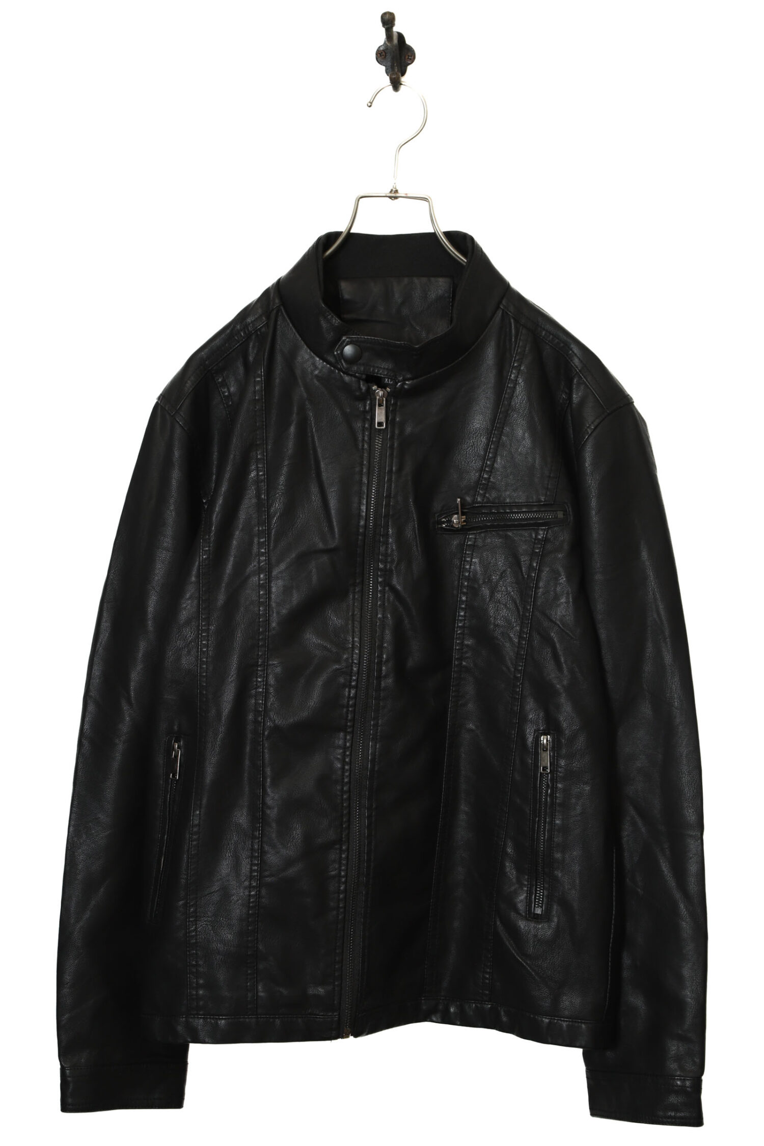 VINTAGE FAKE LEATHER SINGLE RIDERS JACKET/M