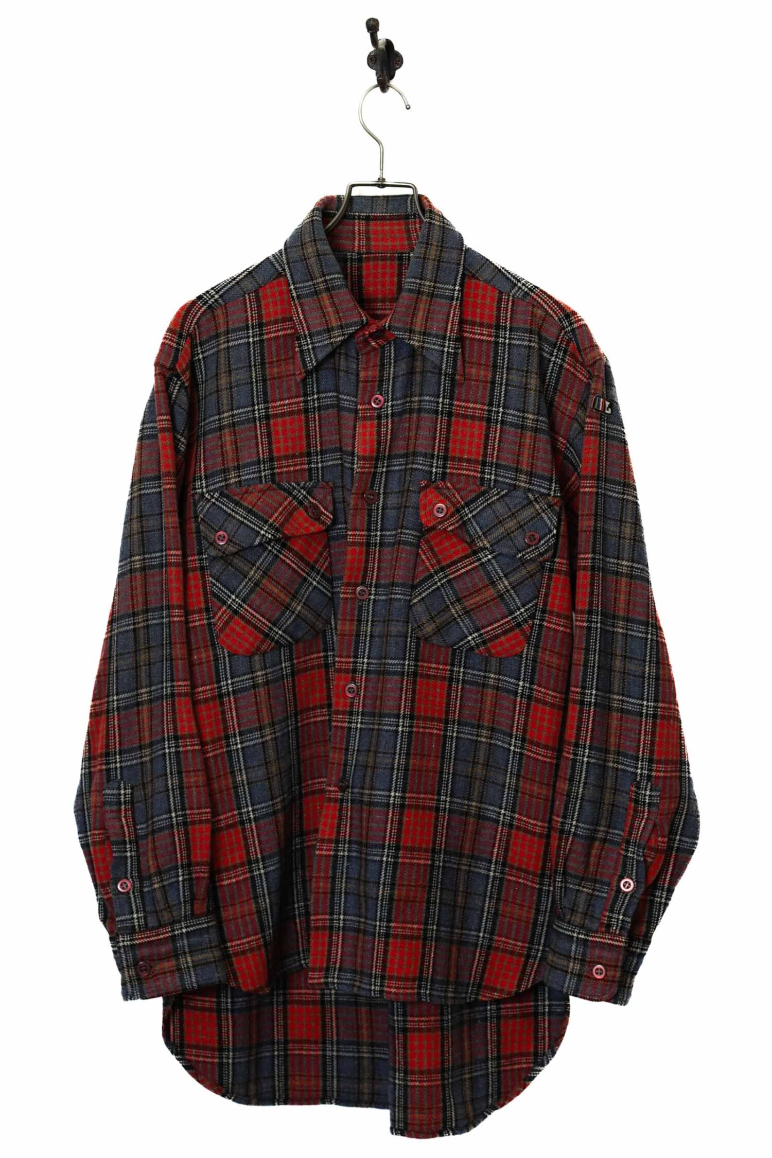 VINTAGE WOOL CHECK PATTERN SHIRT/L
