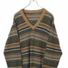VINTAGE PATTERN V-NECK KNITED SWEATER/XL