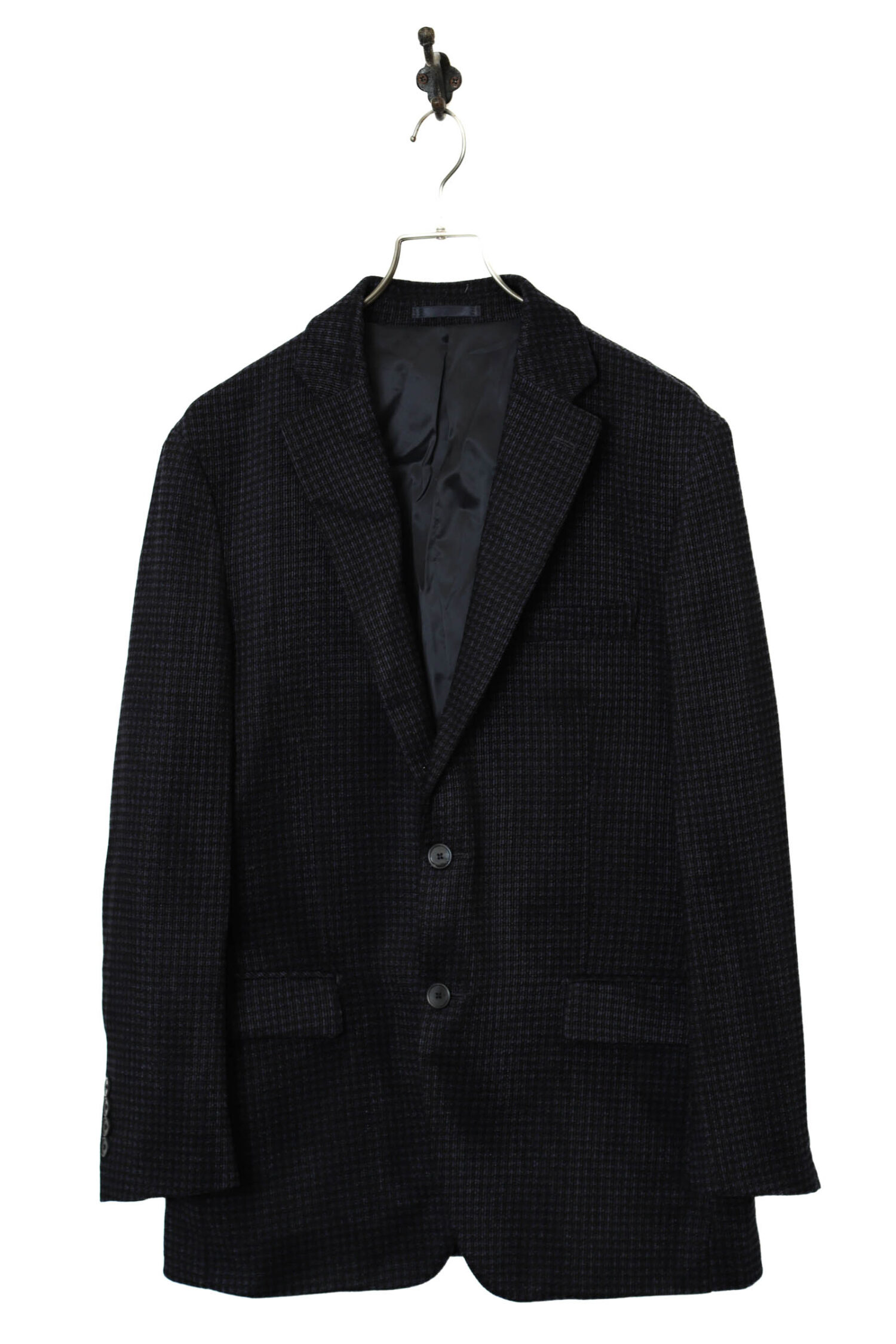 VINTAGE DARK CHECK TAILORED JACKET/M