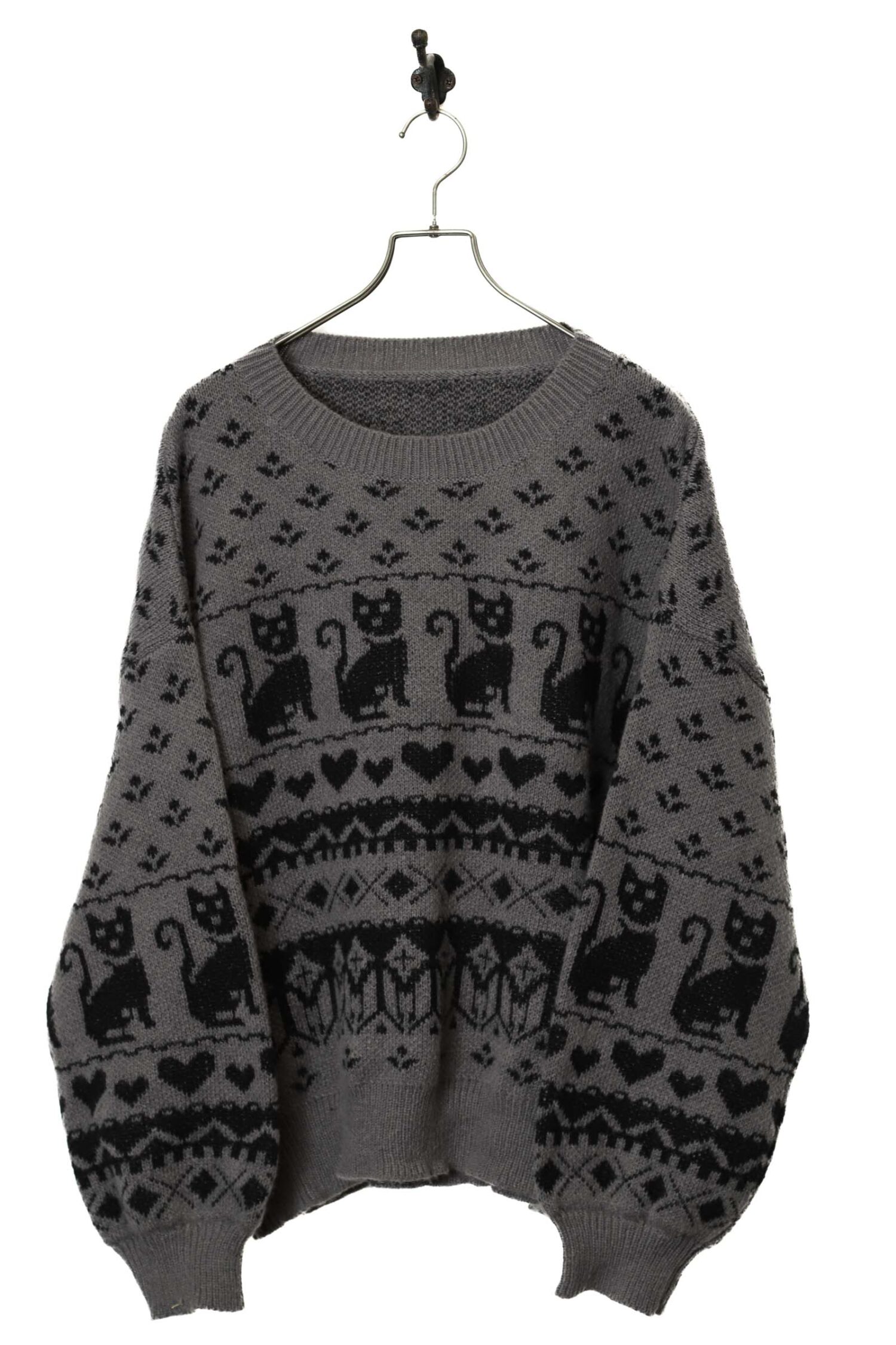 VINTAGE PATTERN KNITTED SWEATER/XL