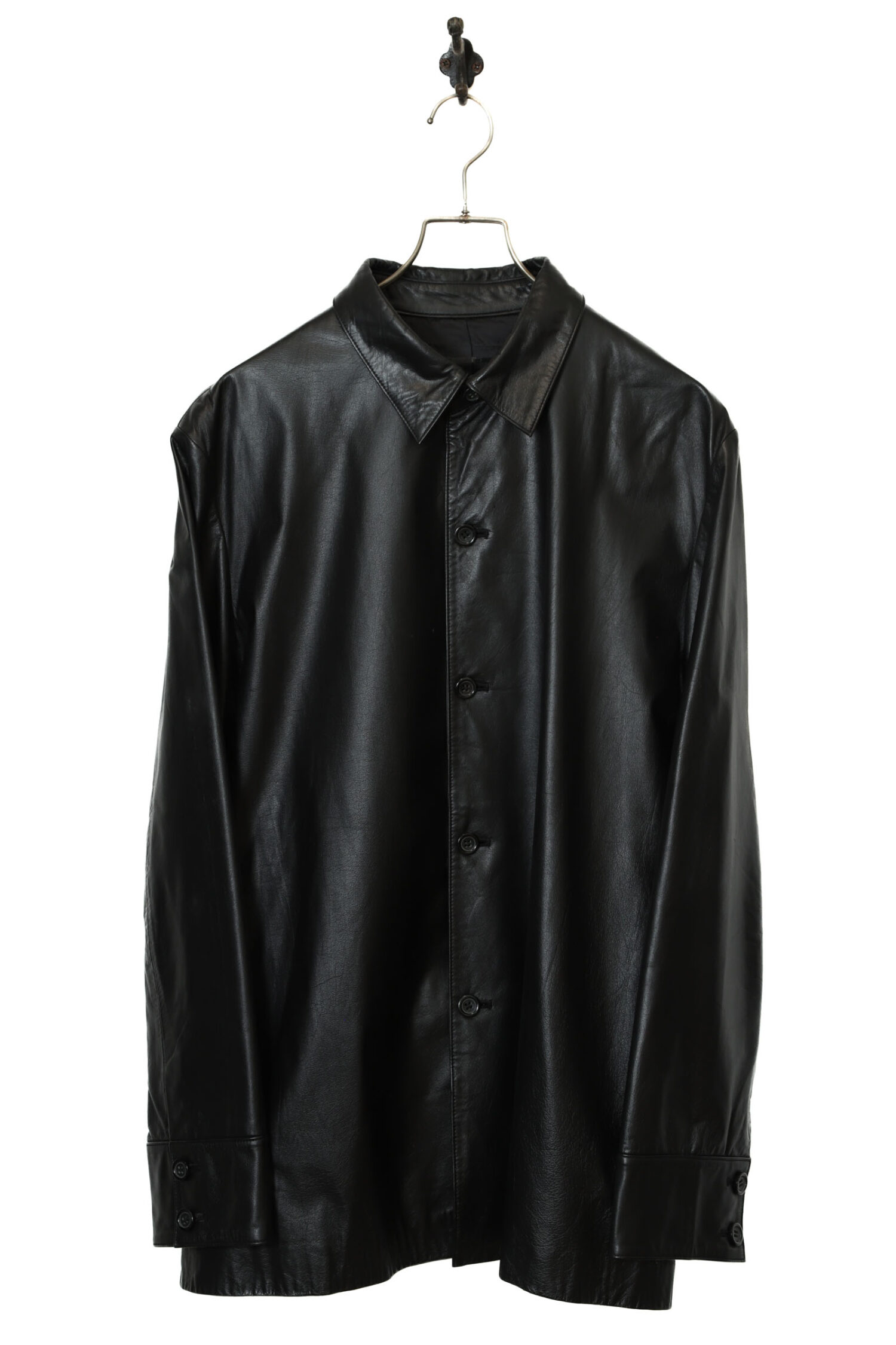 ジャケット・アウター VINTAGE COW LEATHER FUR JACKET BLACK VINTAGE COW LEATHER FUR JACKET BLACK