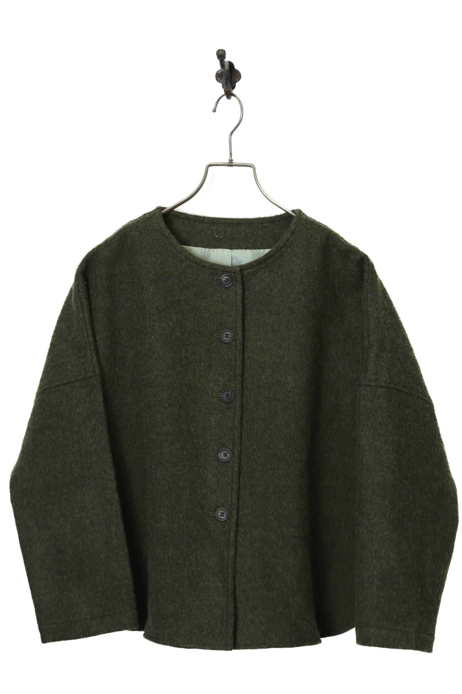 VINTAGE WOOLY NO COLLAR JACKET/L