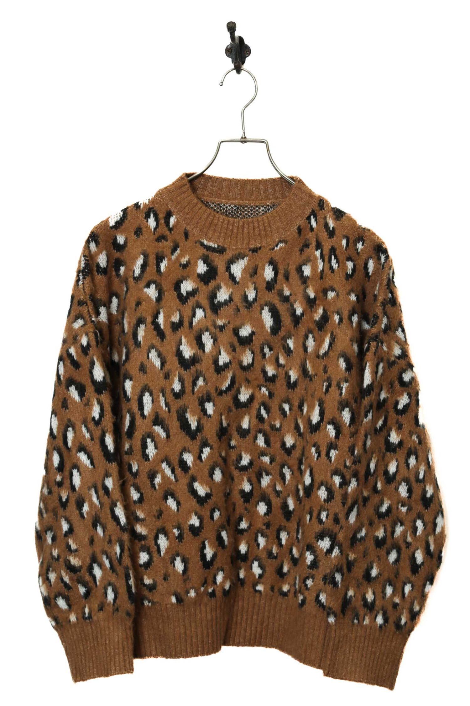 VINTAGE LEOPARD PATTERN KNITED SWEATER/L