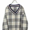 VINTAGE V-NECK CHECK PATTERN KNITED SWEATER/L