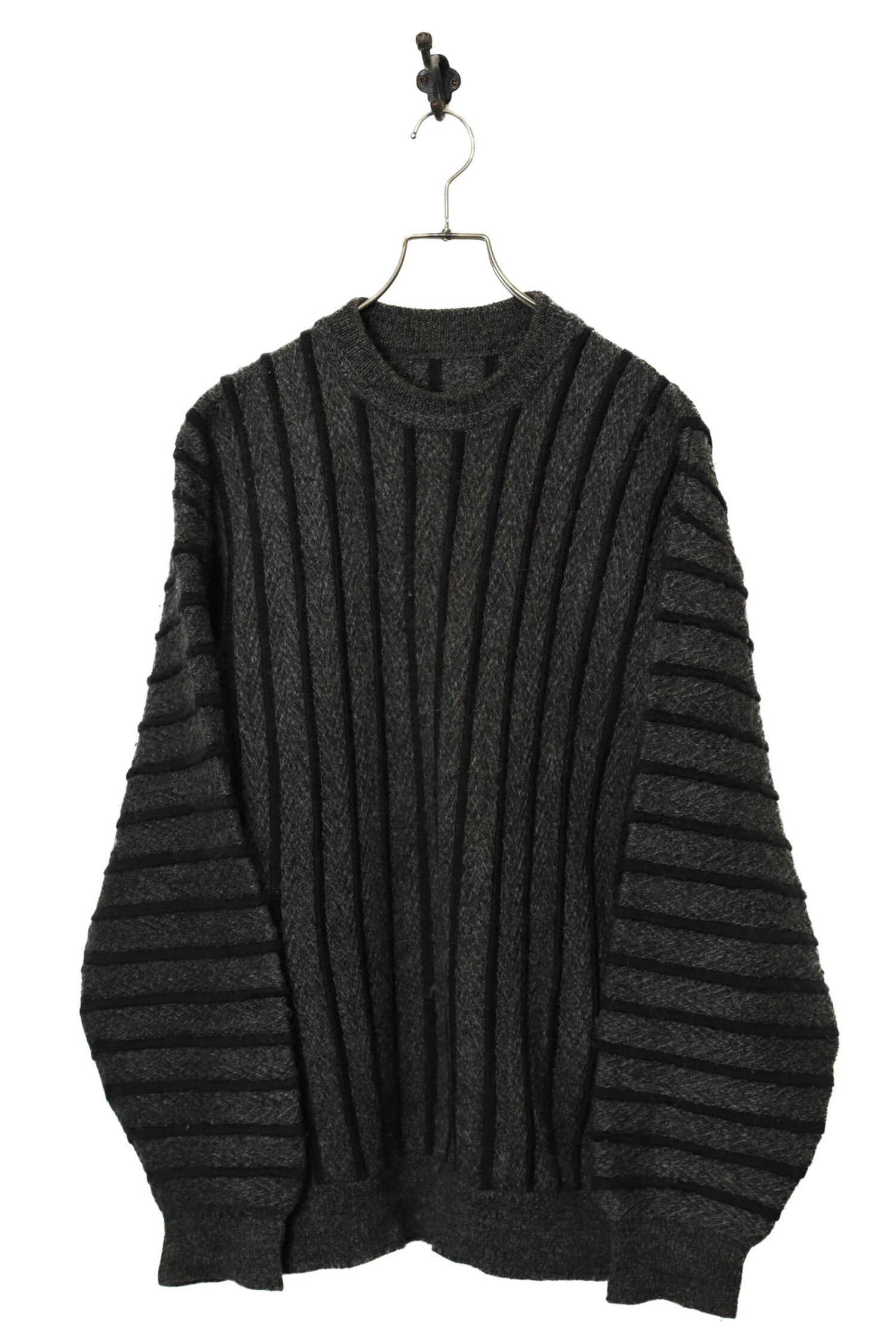 VINTAGE STRIPED PATTERN KNITED SWEATER/XL