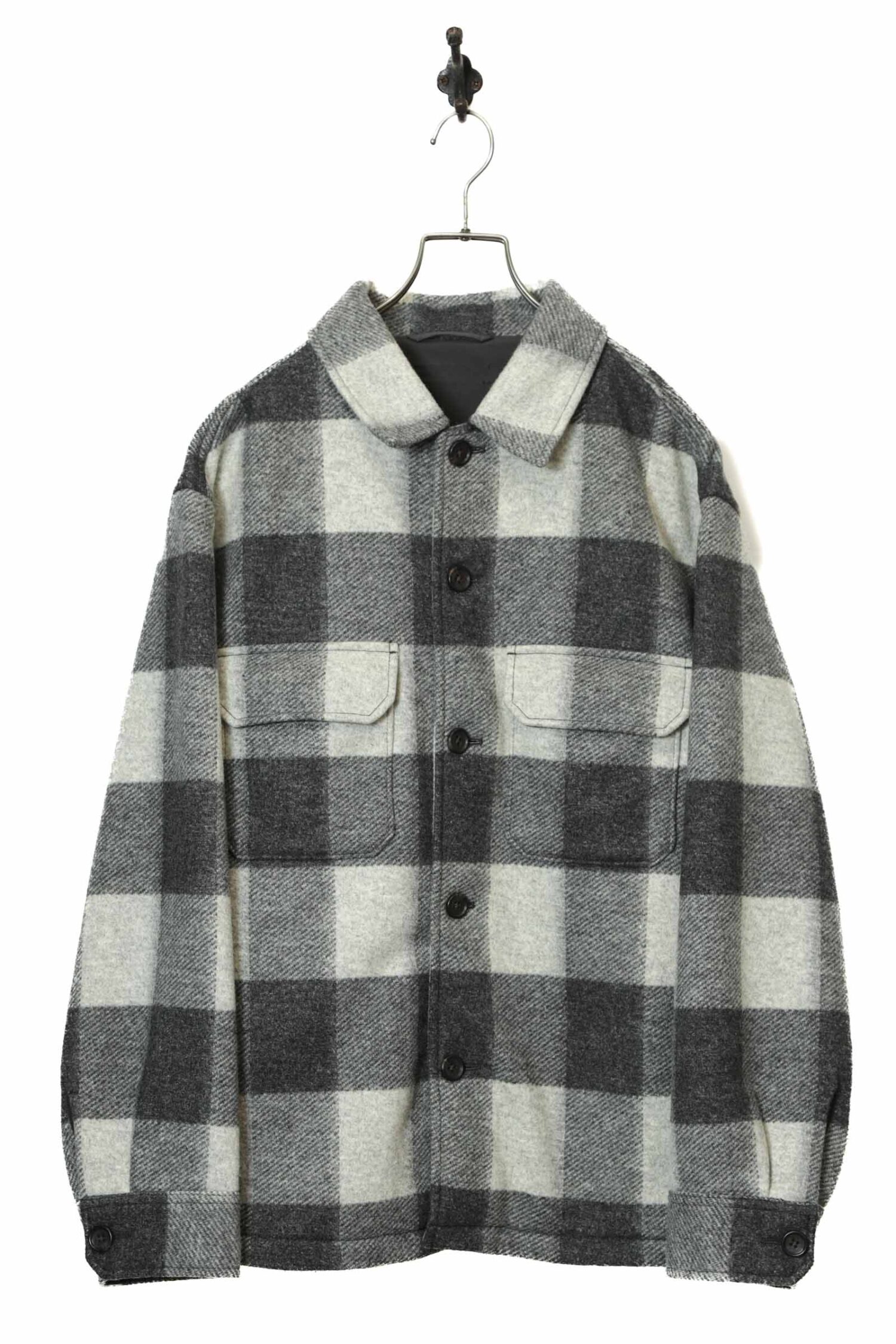 VINTAGE WOOLY CHECK PATTERN CPO JACKET/M