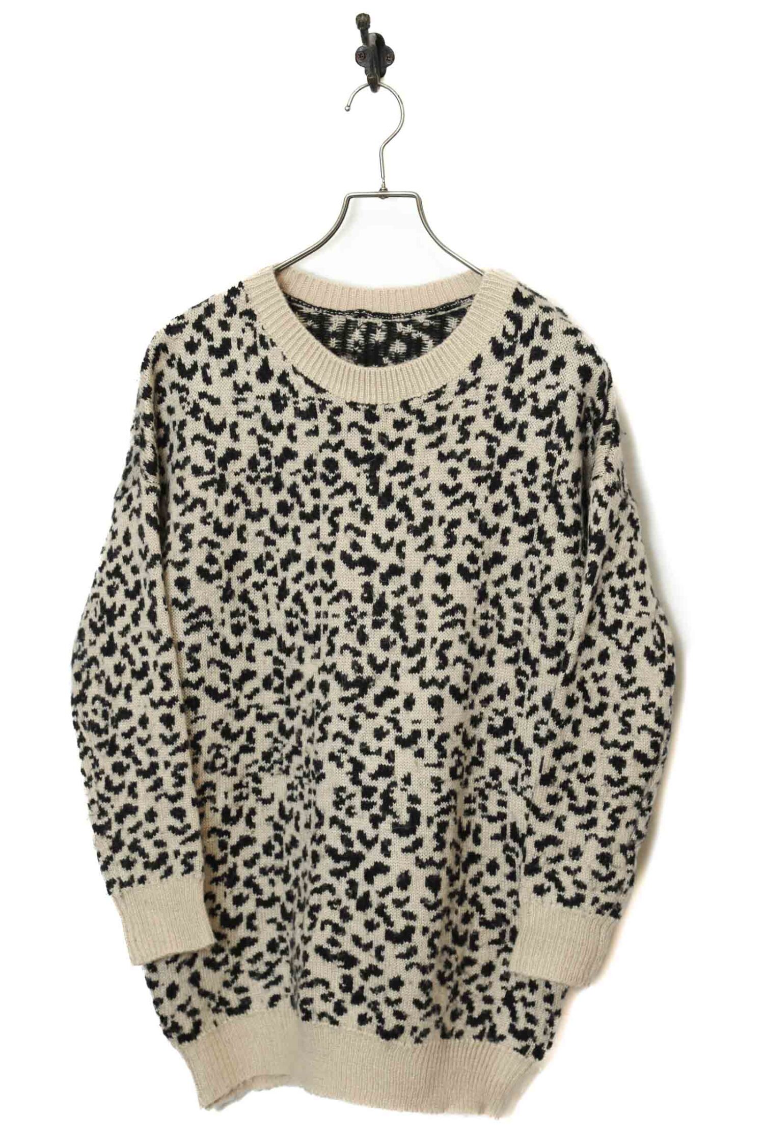 VINTAGE LEOPARD PATTERN KNITED SWEATER/L
