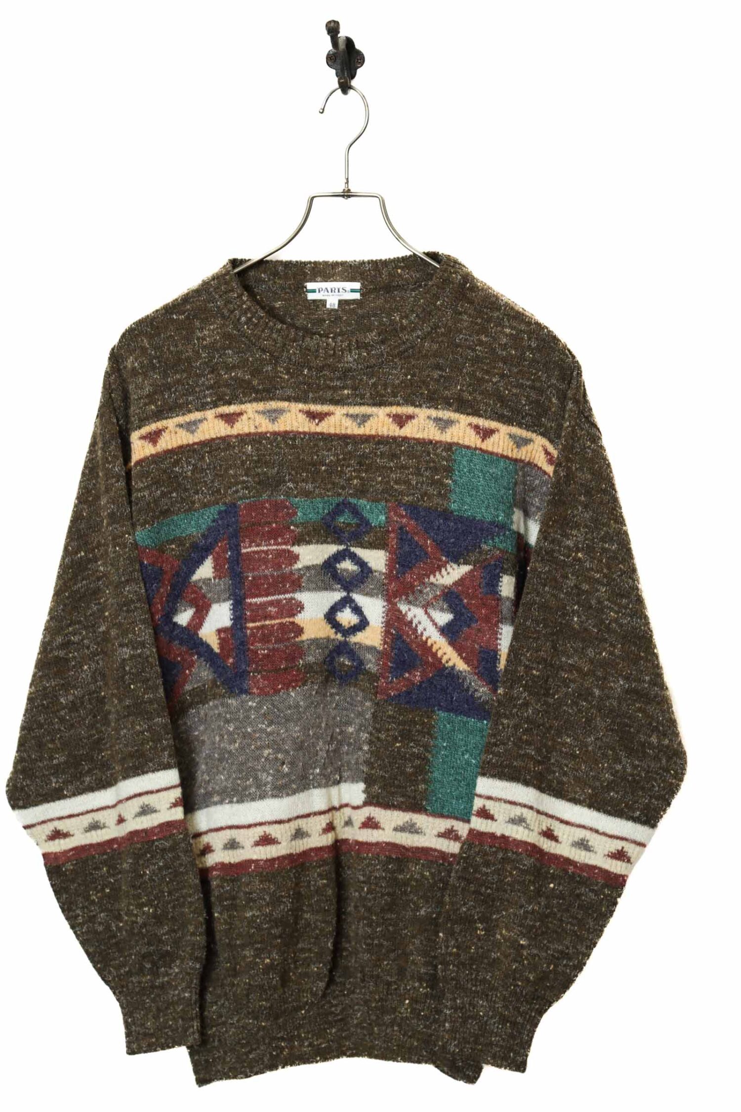VINTAGE PATTERN KNITED SWEATER/MADE IN ITALY/L