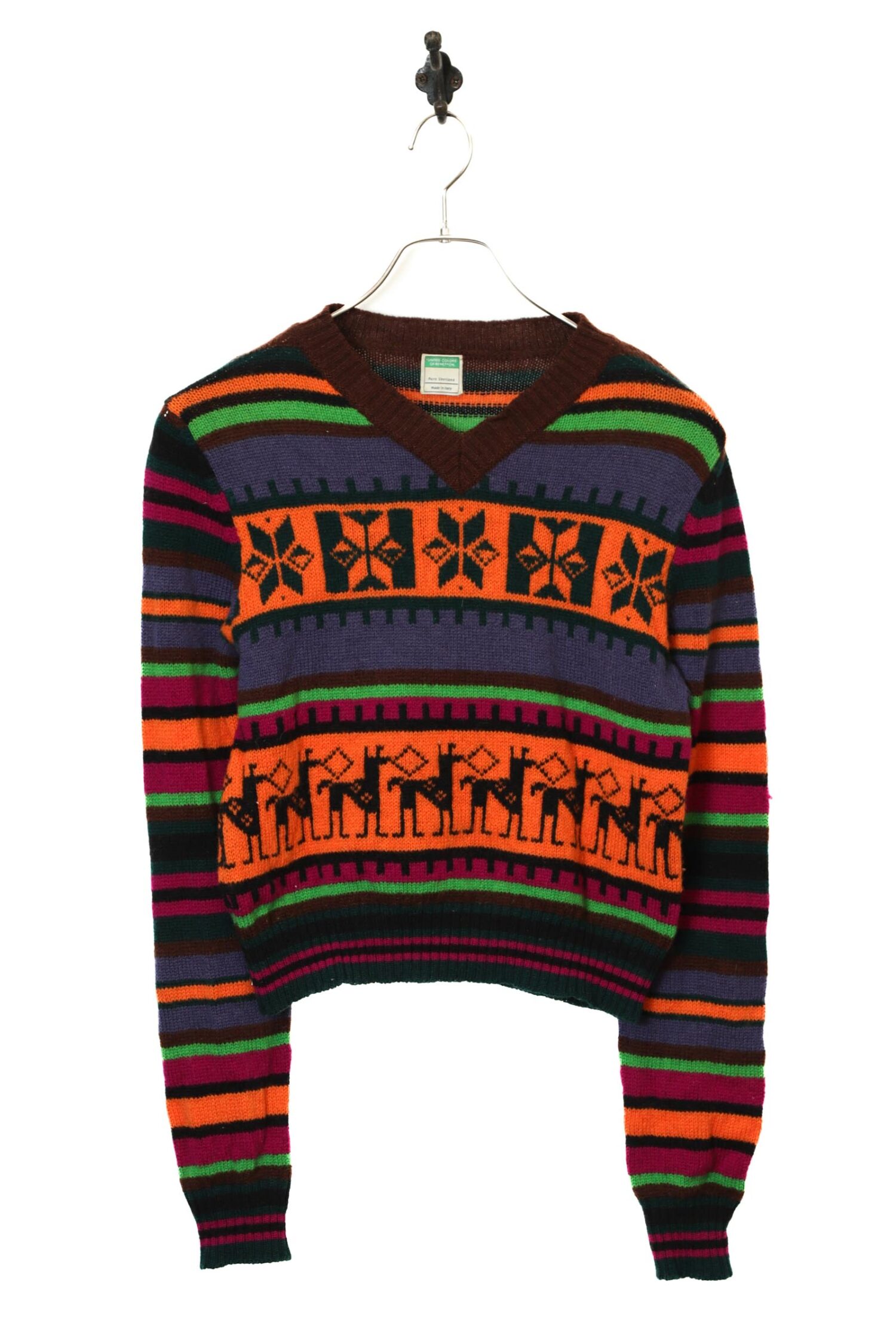 VINTAGE V-NECK KNITED SWEATER/MADE IN ITALY/S