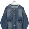 VINTAGE NO COLLAR DENIM JACKET/XL