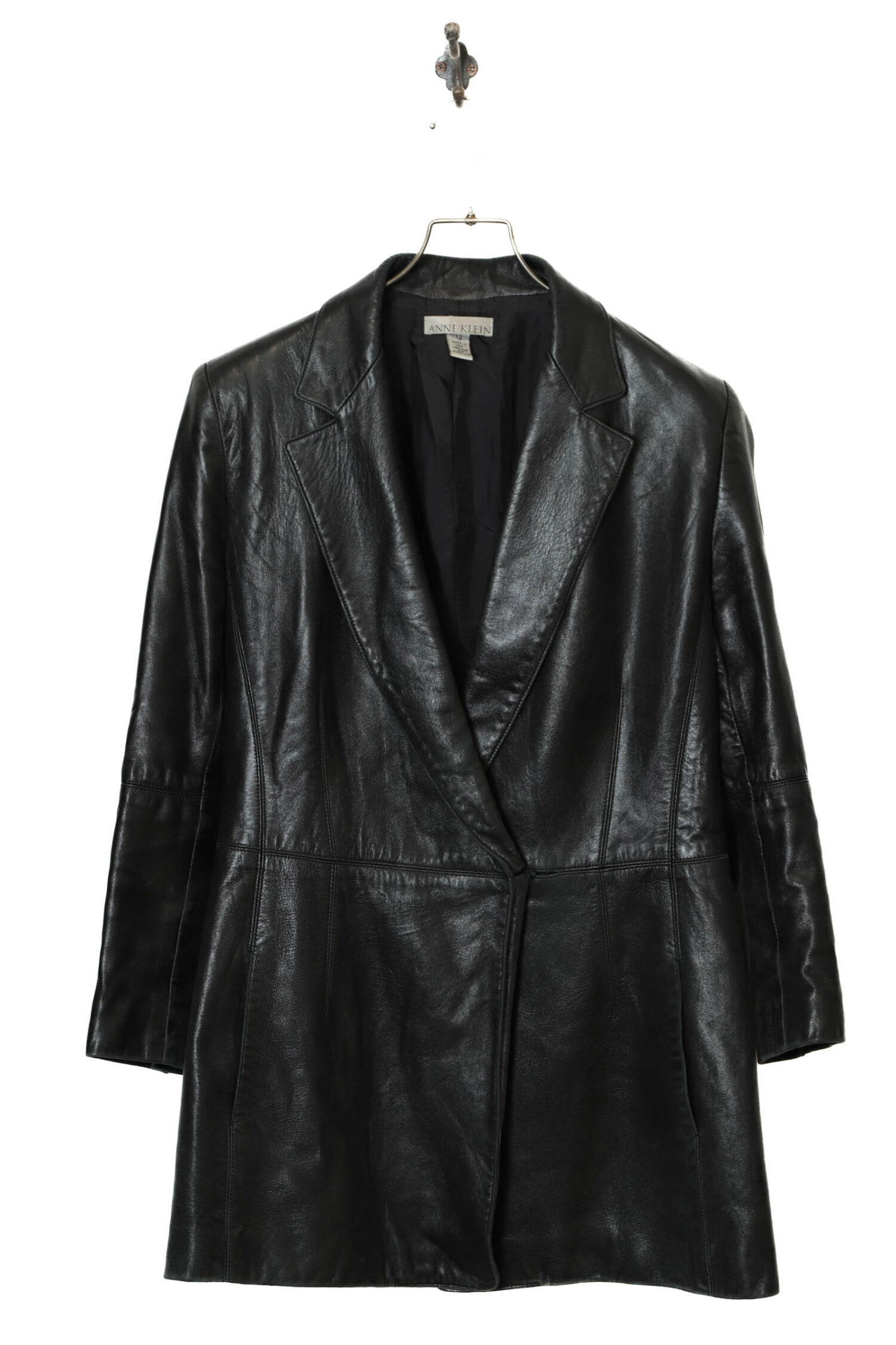 USED ANNE KLEIN LEATHER JACKET/MADE IN USA/M