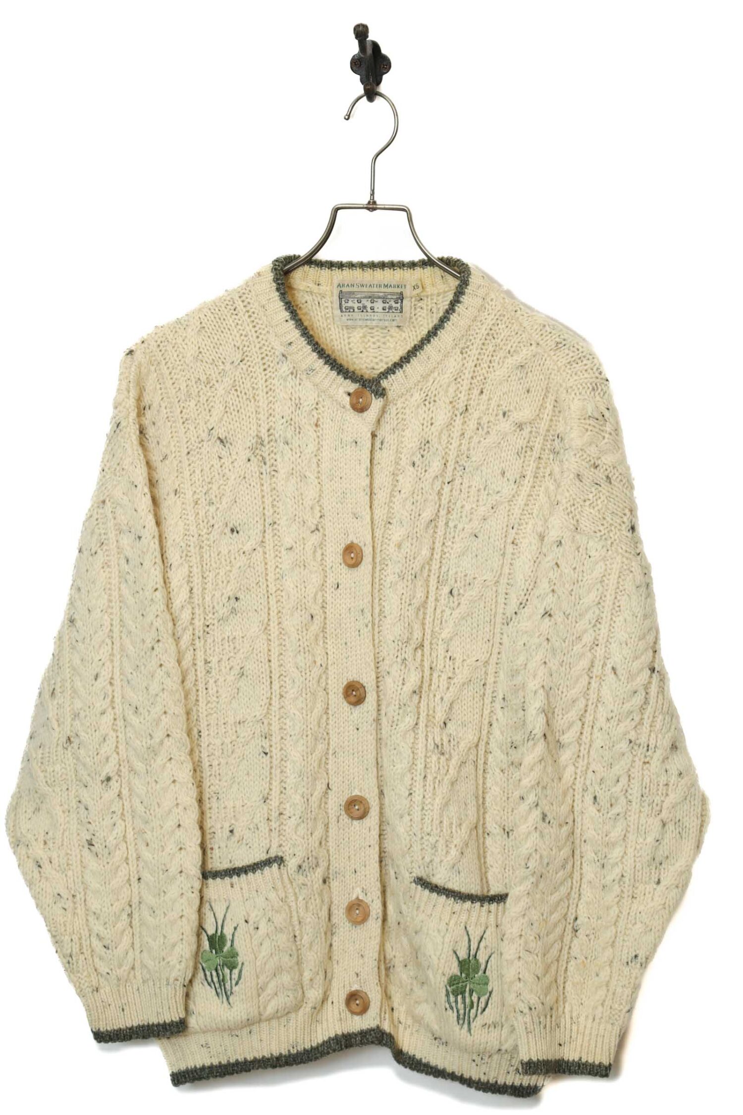 VINTAGE ARAN KNIT CARDIGAN/XS